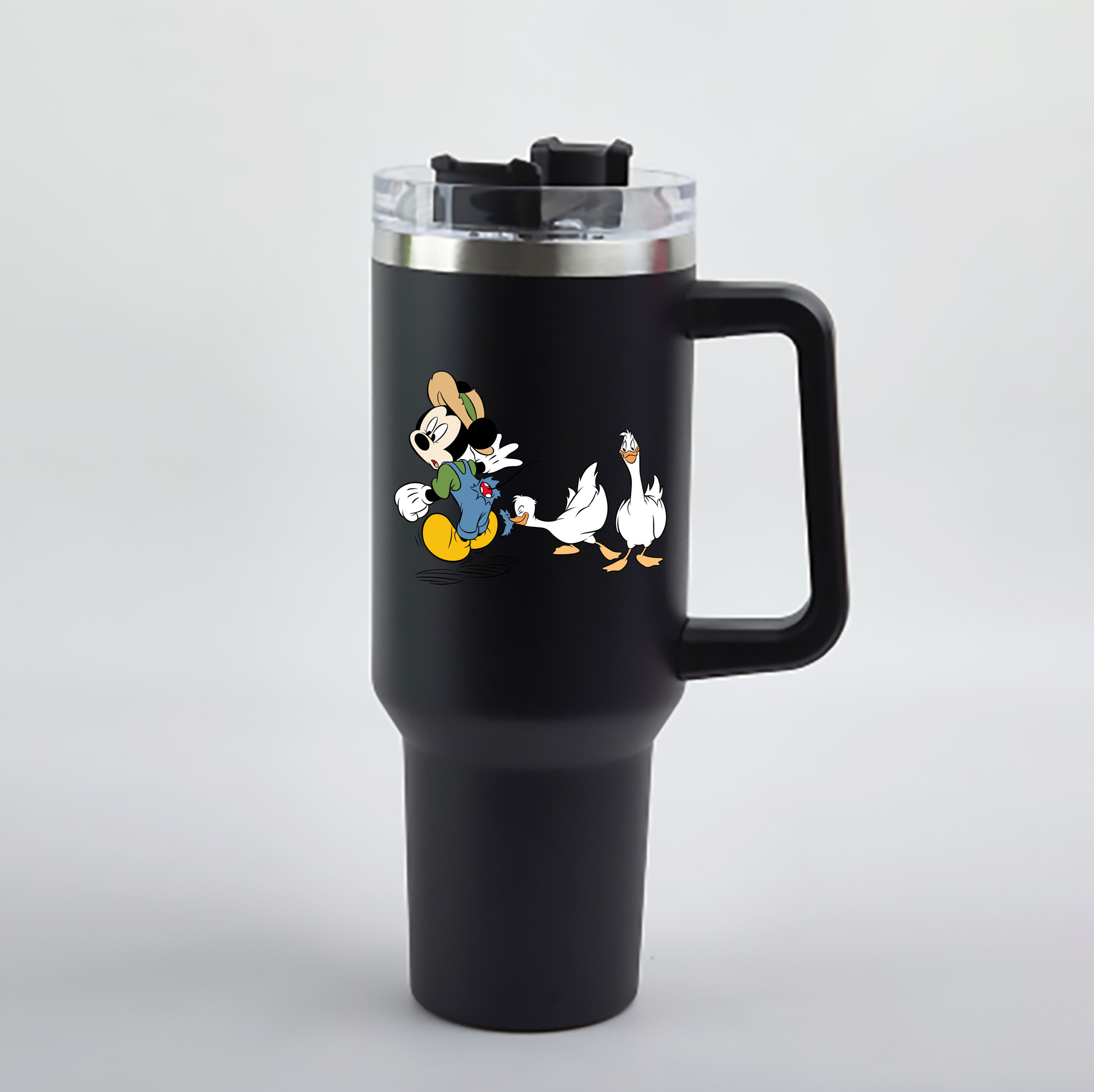 （画像用） ミッキーマウス Mickey Mouse 1200mL車用タンブラー - クリスタルステッカー（プラスチックストロー付き）