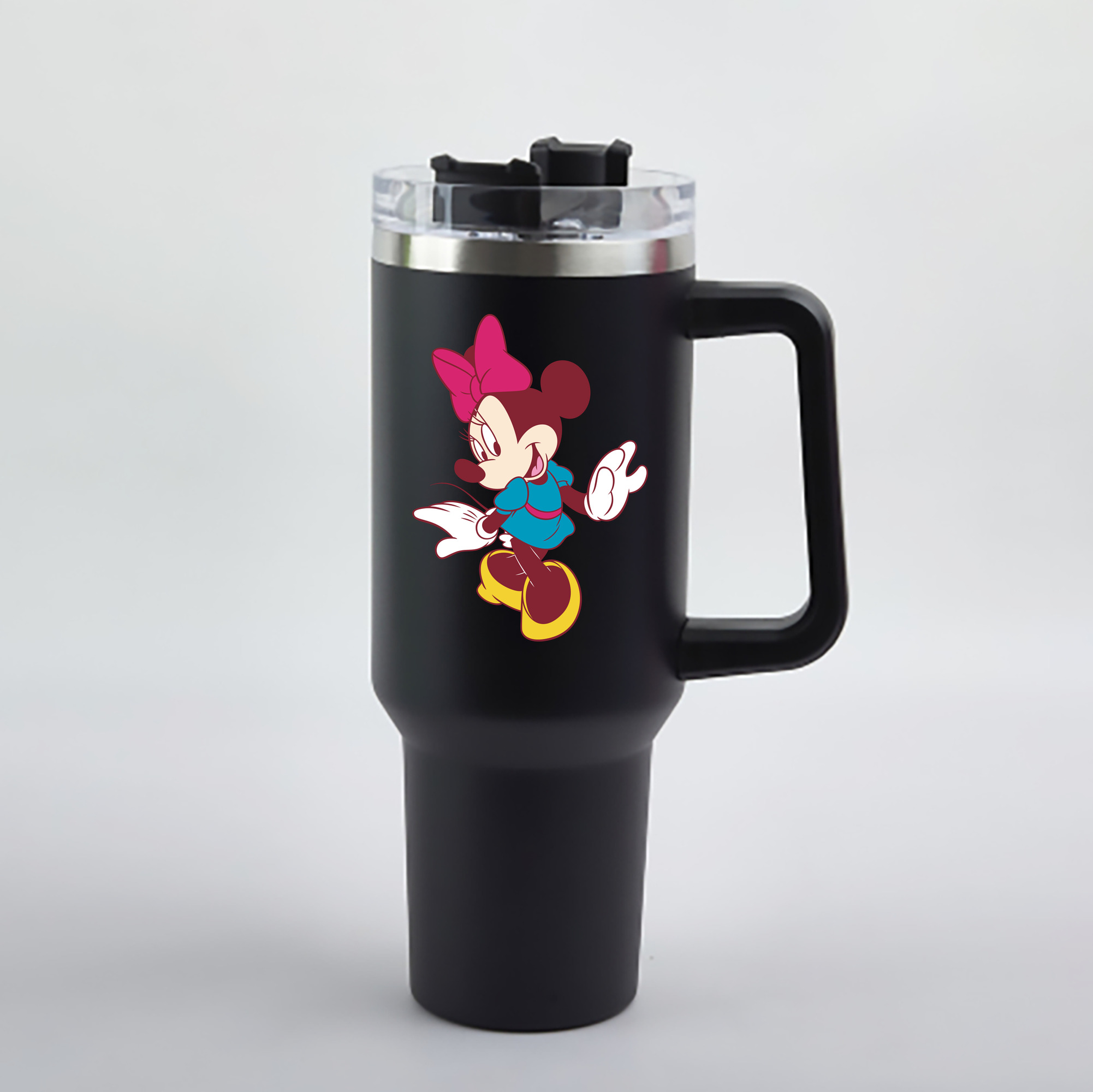（画像用） ミッキーマウス Mickey Mouse 1200mL車用タンブラー - クリスタルステッカー（プラスチックストロー付き）