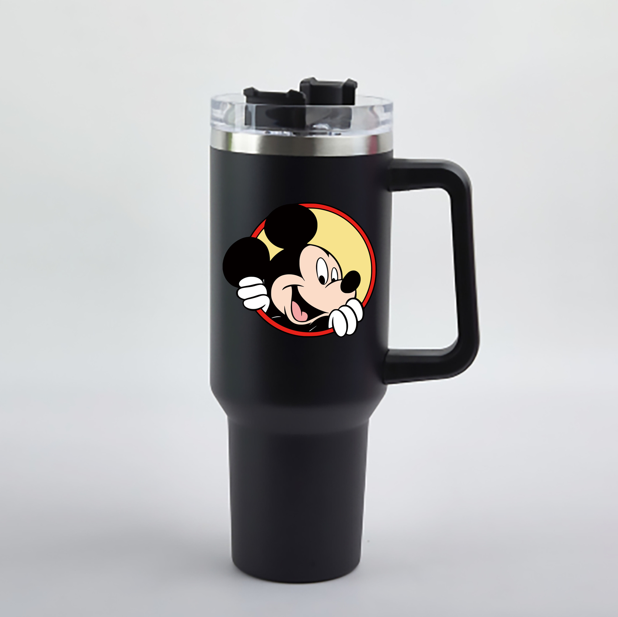 （画像用） ミッキーマウス Mickey Mouse 1200mL車用タンブラー - クリスタルステッカー（プラスチックストロー付き）