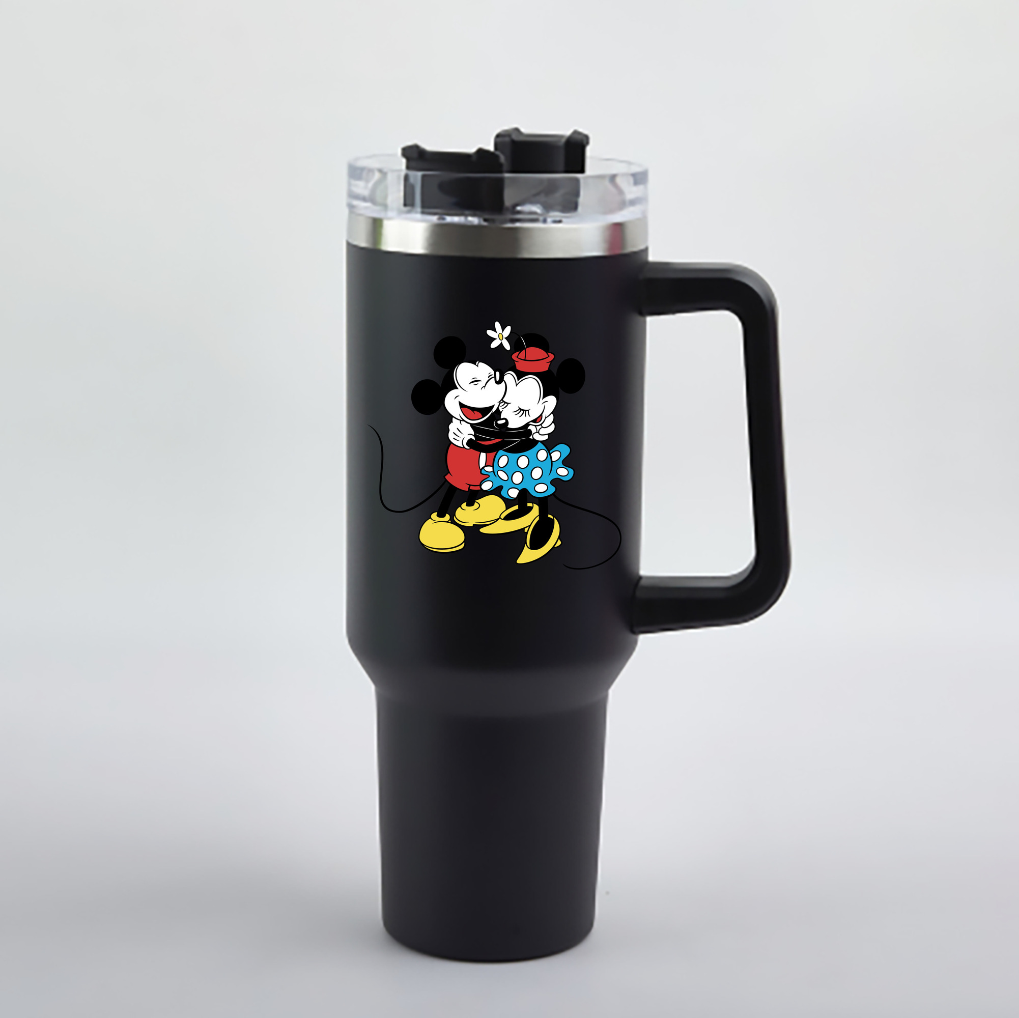 （画像用） ミッキーマウス Mickey Mouse 1200mL車用タンブラー - クリスタルステッカー（プラスチックストロー付き）