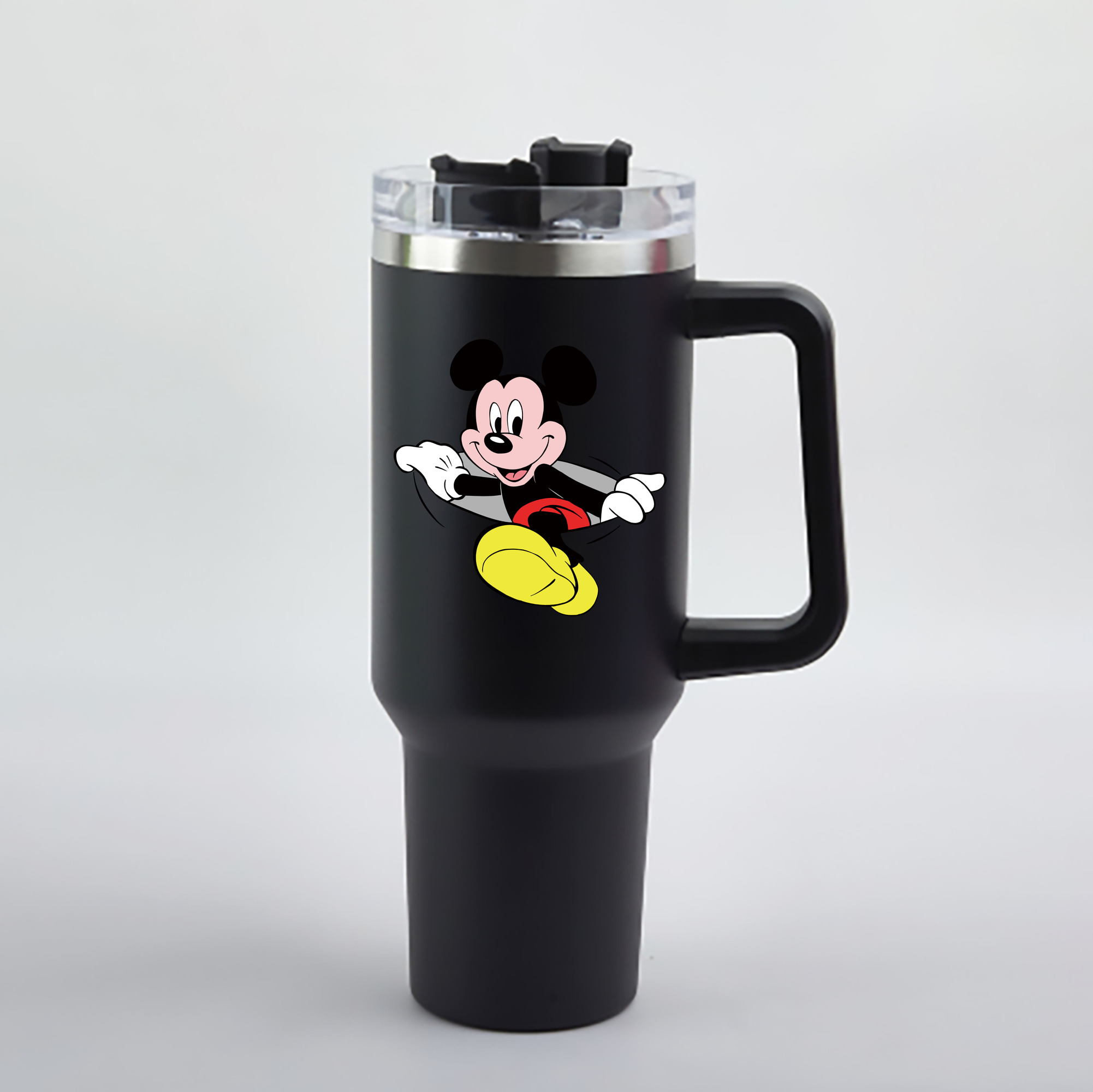 （画像用） ミッキーマウス Mickey Mouse 1200mL車用タンブラー - クリスタルステッカー（プラスチックストロー付き）
