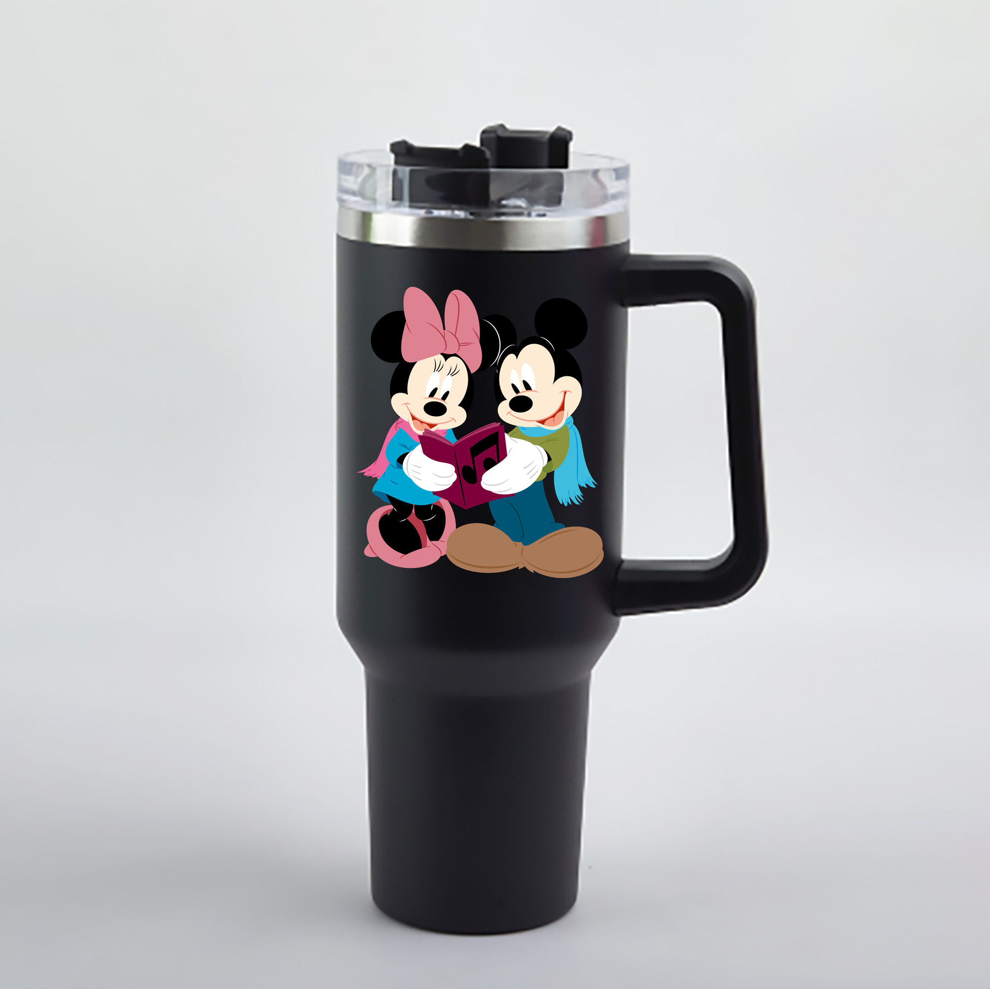 （画像用） ミッキーマウス Mickey Mouse 1200mL車用タンブラー - クリスタルステッカー（プラスチックストロー付き）