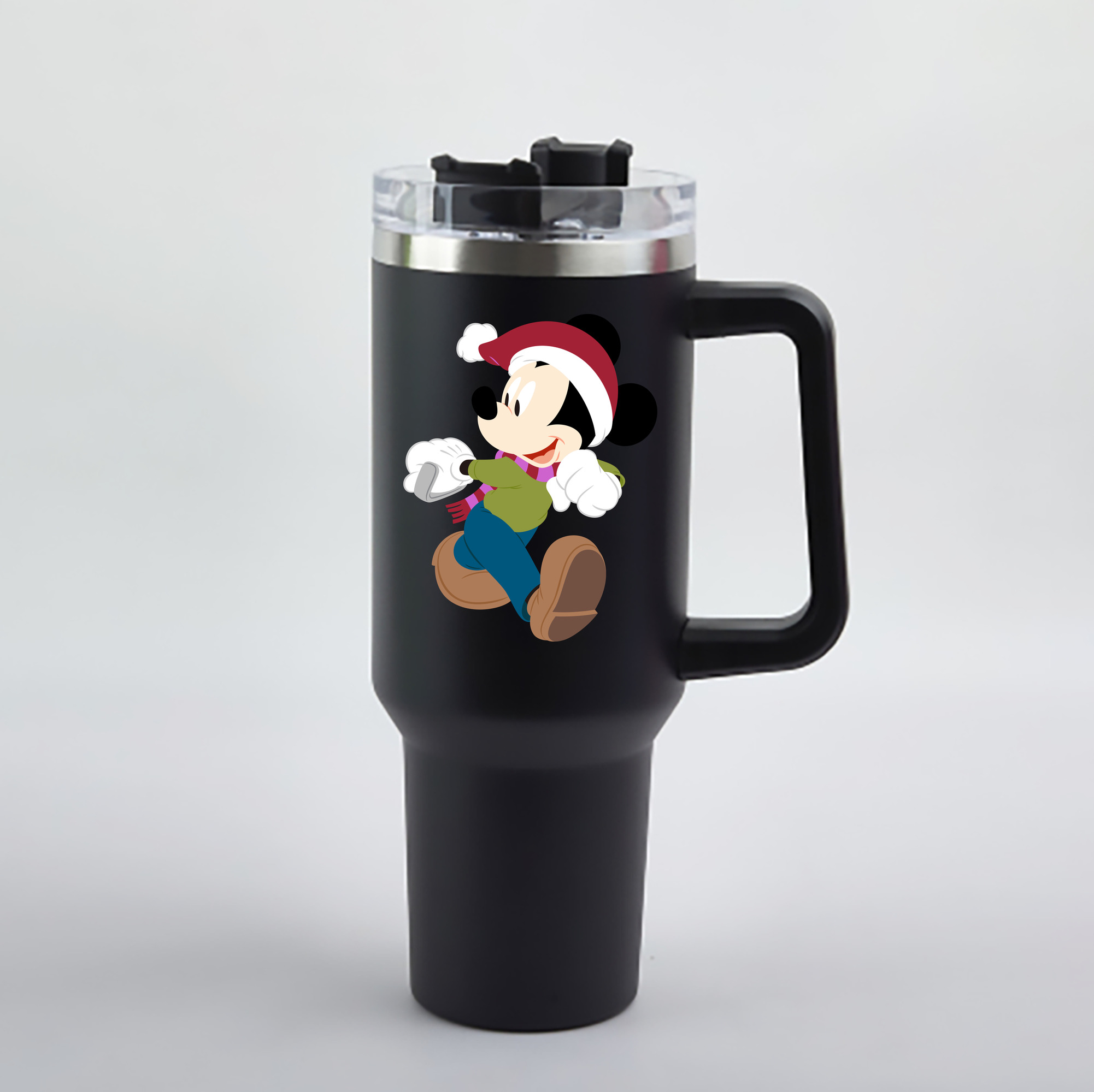 ミッキーマウス Mickey Mouse 1200mL車用タンブラー - クリスタルステッカー（プラスチックストロー付き）