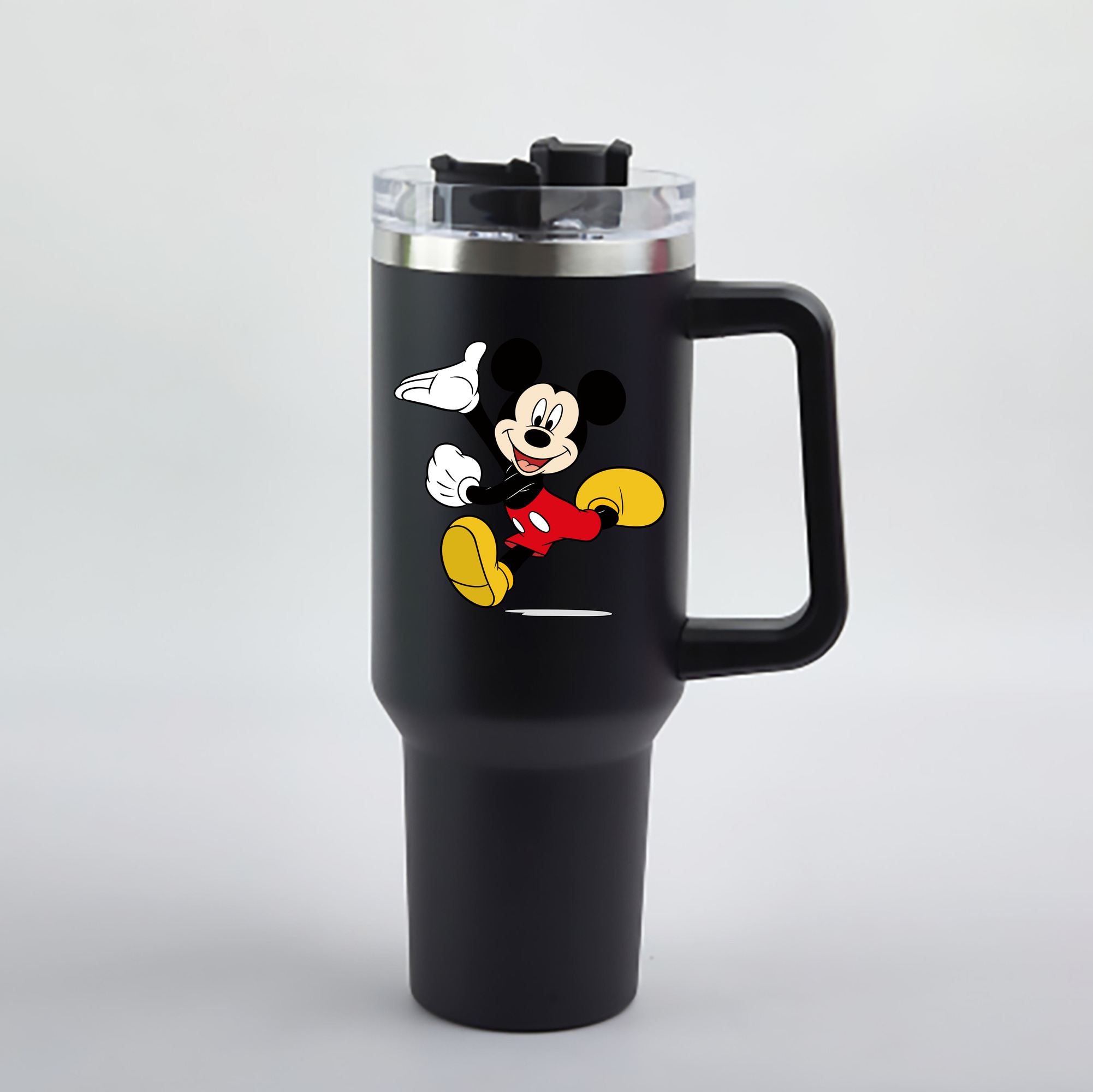 （画像用） ミッキーマウス Mickey Mouse 1200mL車用タンブラー - クリスタルステッカー（プラスチックストロー付き）