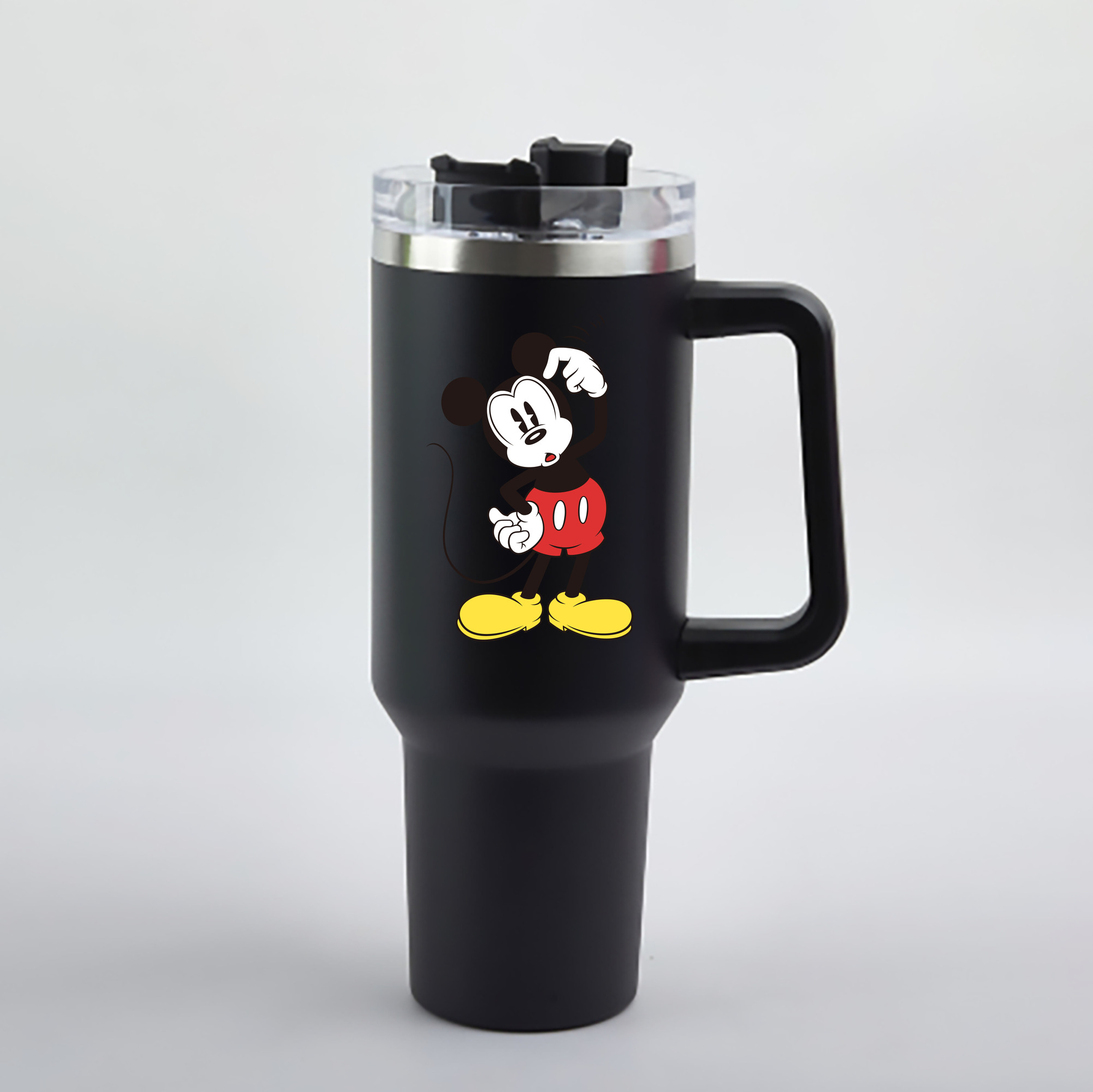 ミッキーマウス Mickey Mouse 1200mL車用タンブラー - クリスタルステッカー（プラスチックストロー付き）