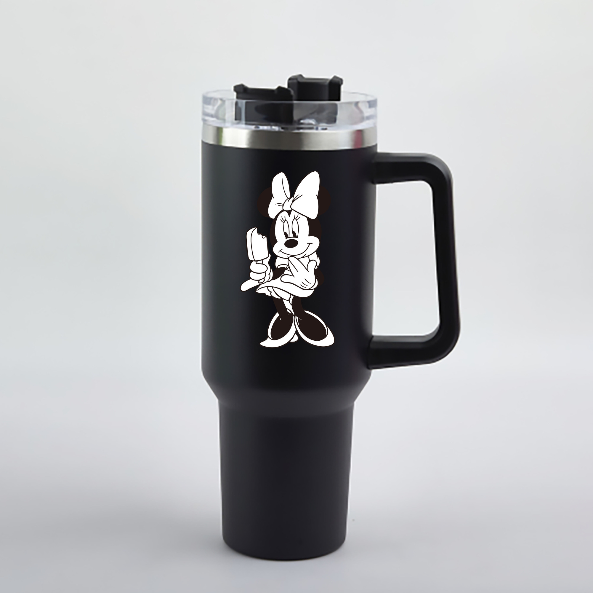 （画像用） ミッキーマウス Mickey Mouse 1200mL車用タンブラー - クリスタルステッカー（プラスチックストロー付き）