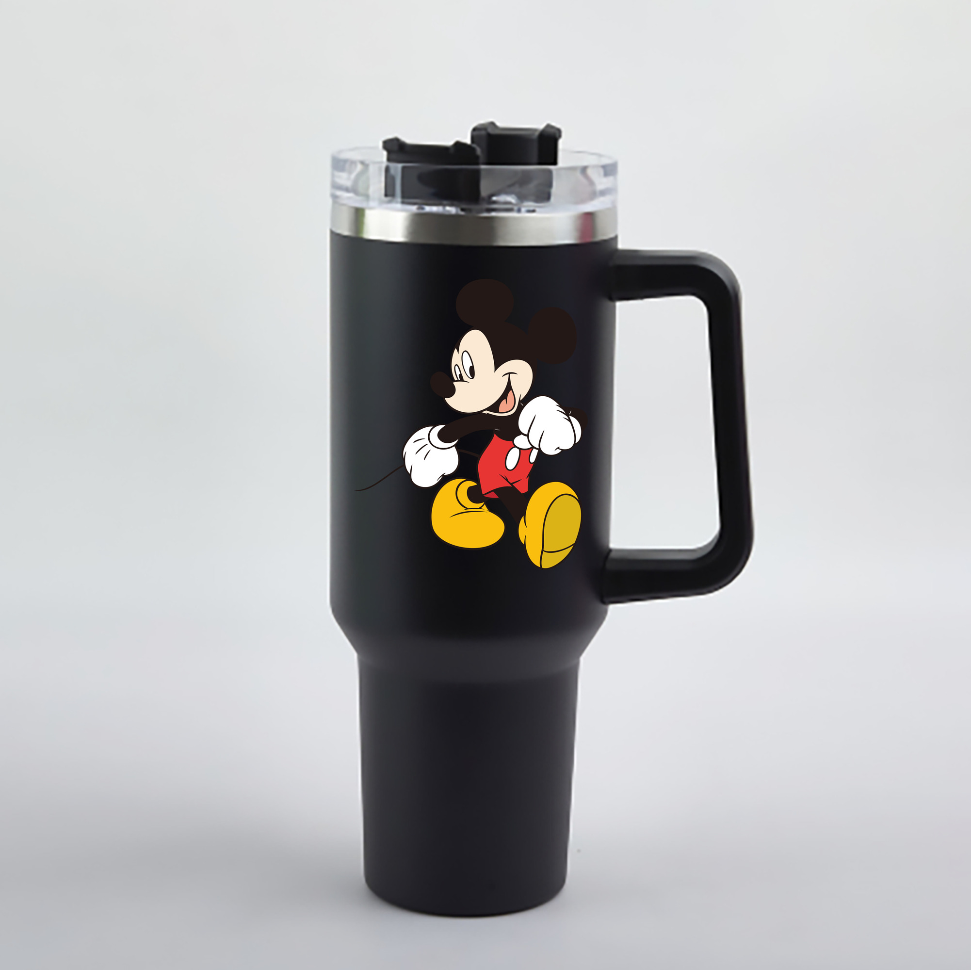 （画像用） ミッキーマウス Mickey Mouse 1200mL車用タンブラー - クリスタルステッカー（プラスチックストロー付き）