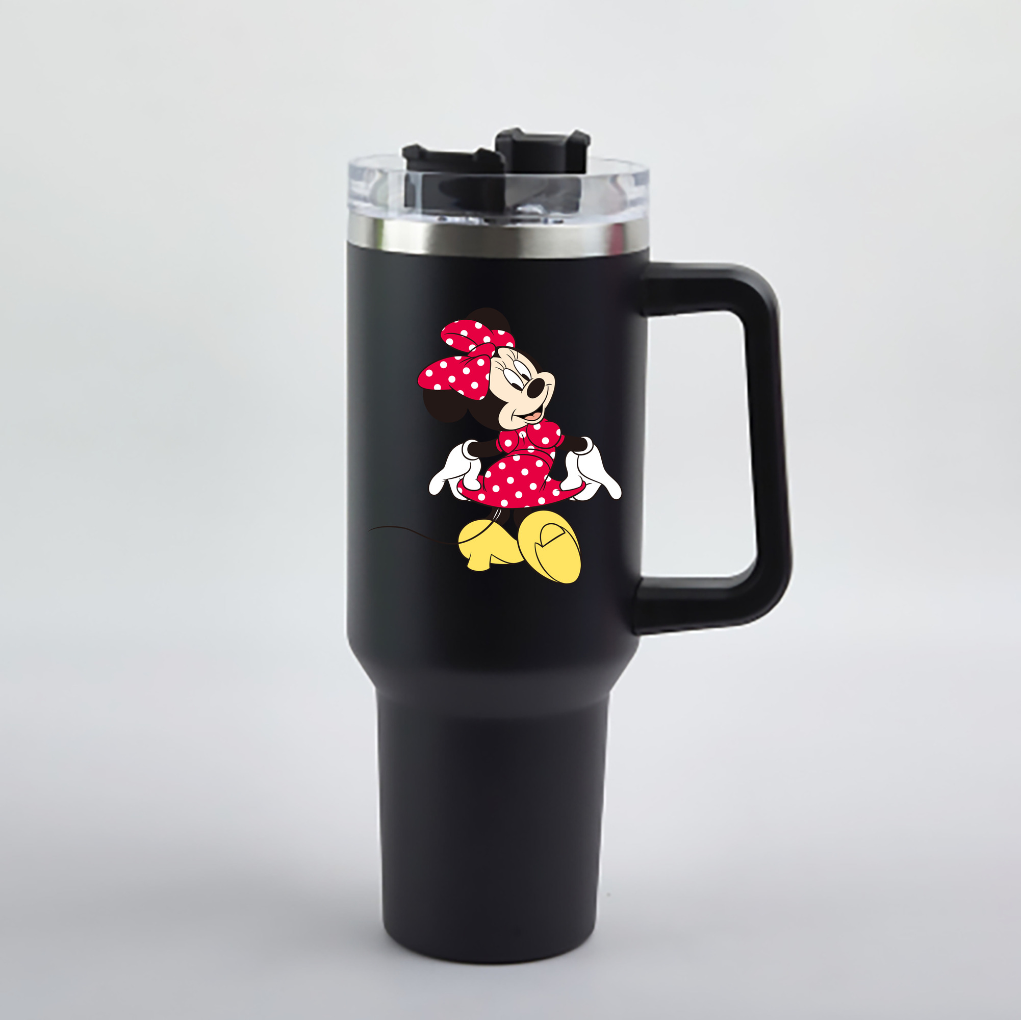 （画像用） ミッキーマウス Mickey Mouse 1200mL車用タンブラー - クリスタルステッカー（プラスチックストロー付き）
