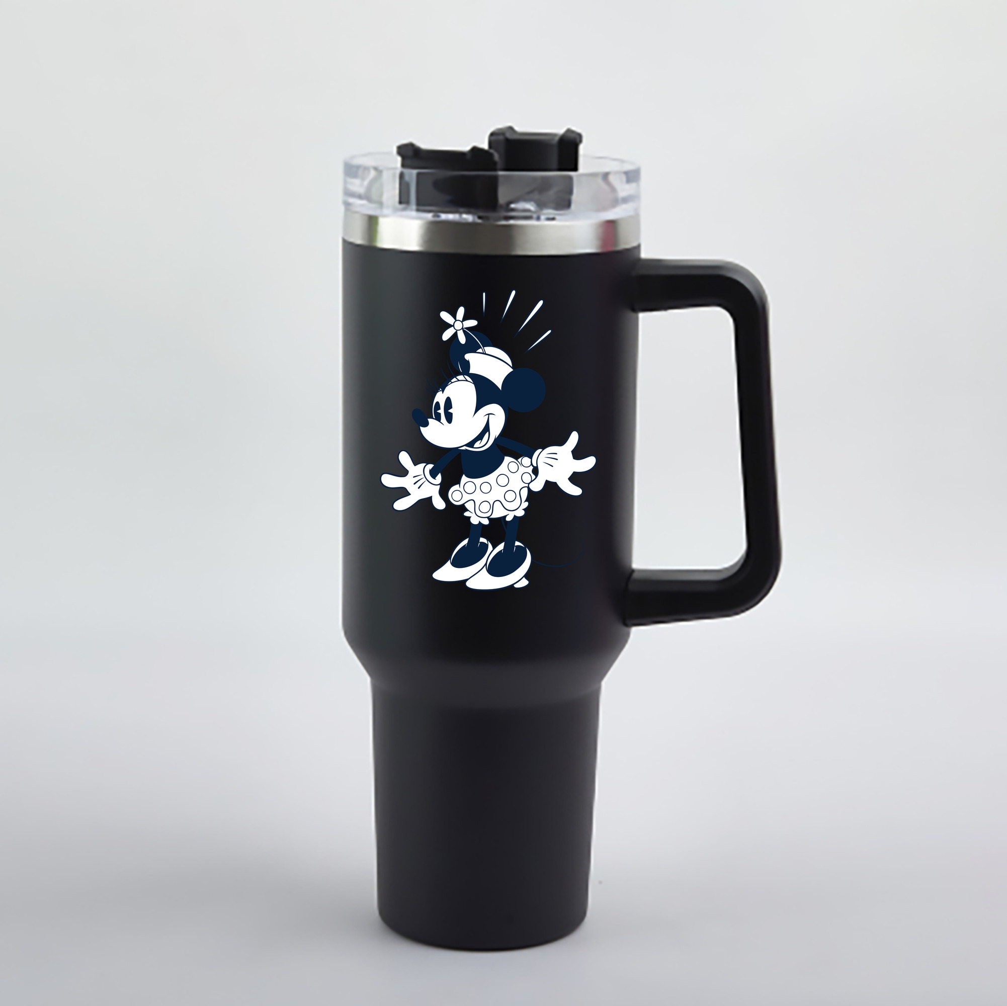 （画像用） ミッキーマウス Mickey Mouse 1200mL車用タンブラー - クリスタルステッカー（プラスチックストロー付き）