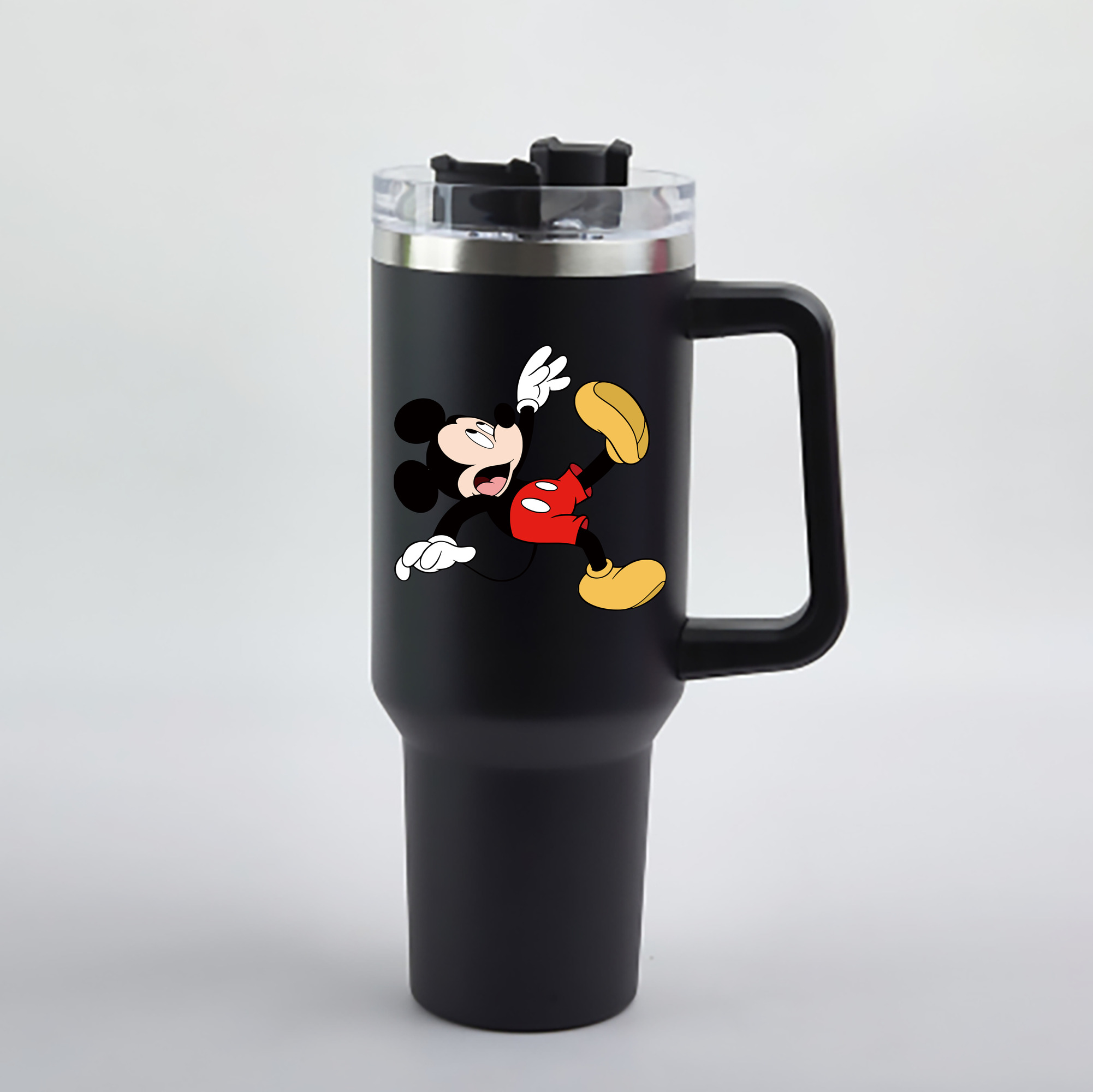（画像用） ミッキーマウス Mickey Mouse 1200mL車用タンブラー - クリスタルステッカー（プラスチックストロー付き）