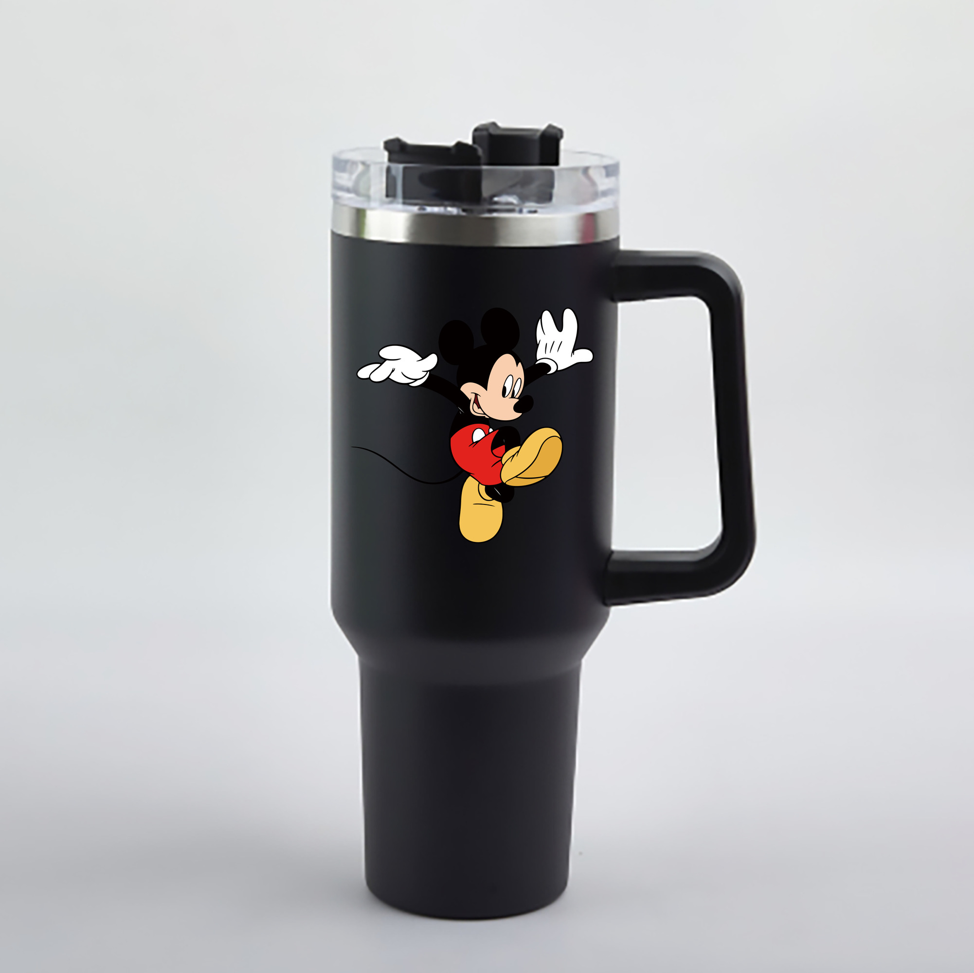 （画像用） ミッキーマウス Mickey Mouse 1200mL車用タンブラー - クリスタルステッカー（プラスチックストロー付き）