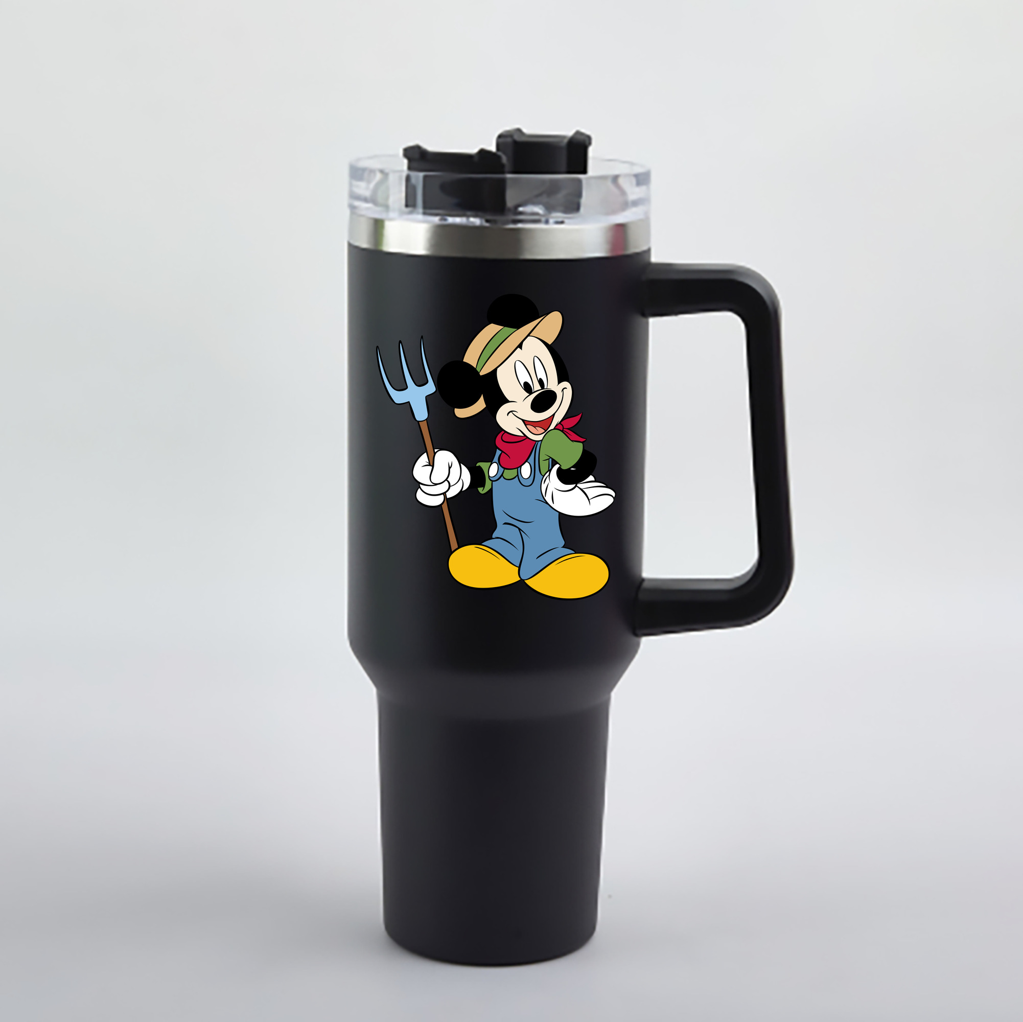 （画像用） ミッキーマウス Mickey Mouse 1200mL車用タンブラー - クリスタルステッカー（プラスチックストロー付き）