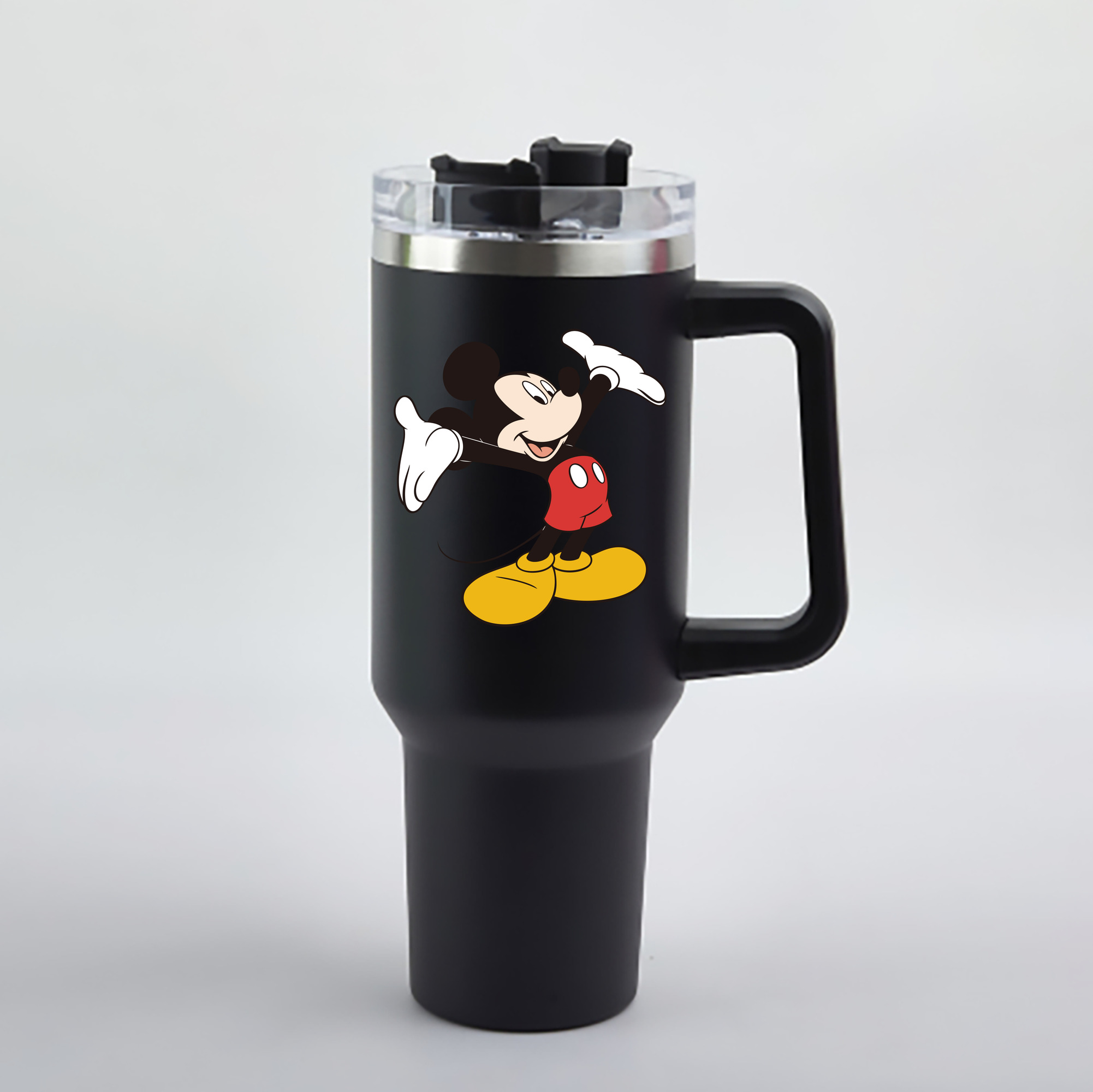 （画像用） ミッキーマウス Mickey Mouse 1200mL車用タンブラー - クリスタルステッカー（プラスチックストロー付き）
