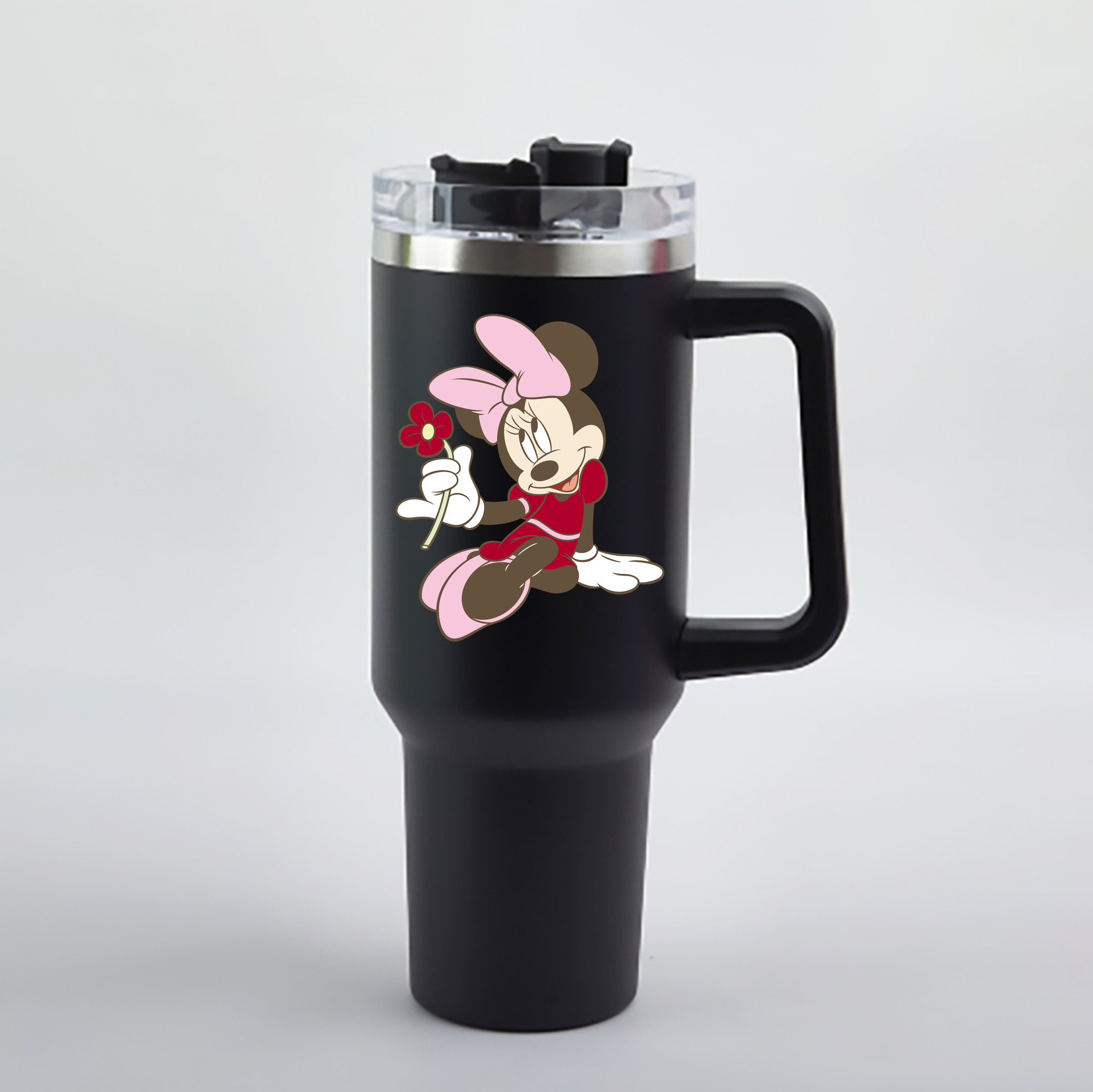 （画像用） ミッキーマウス Mickey Mouse 1200mL車用タンブラー - クリスタルステッカー（プラスチックストロー付き）