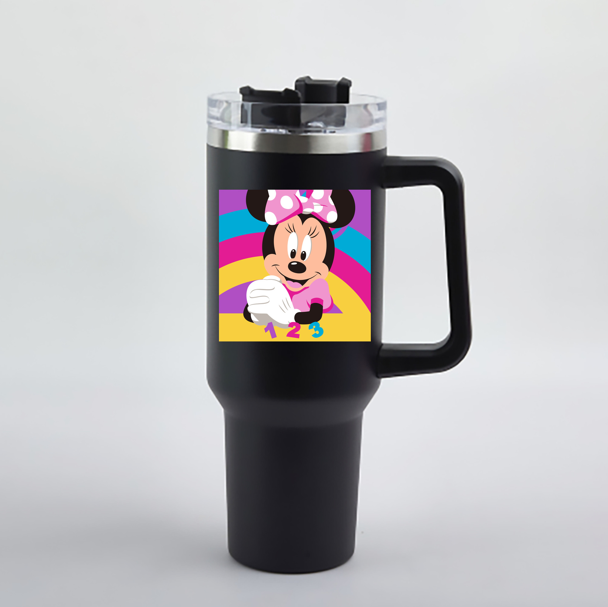 （画像用） ミッキーマウス Mickey Mouse 1200mL車用タンブラー - クリスタルステッカー（プラスチックストロー付き）