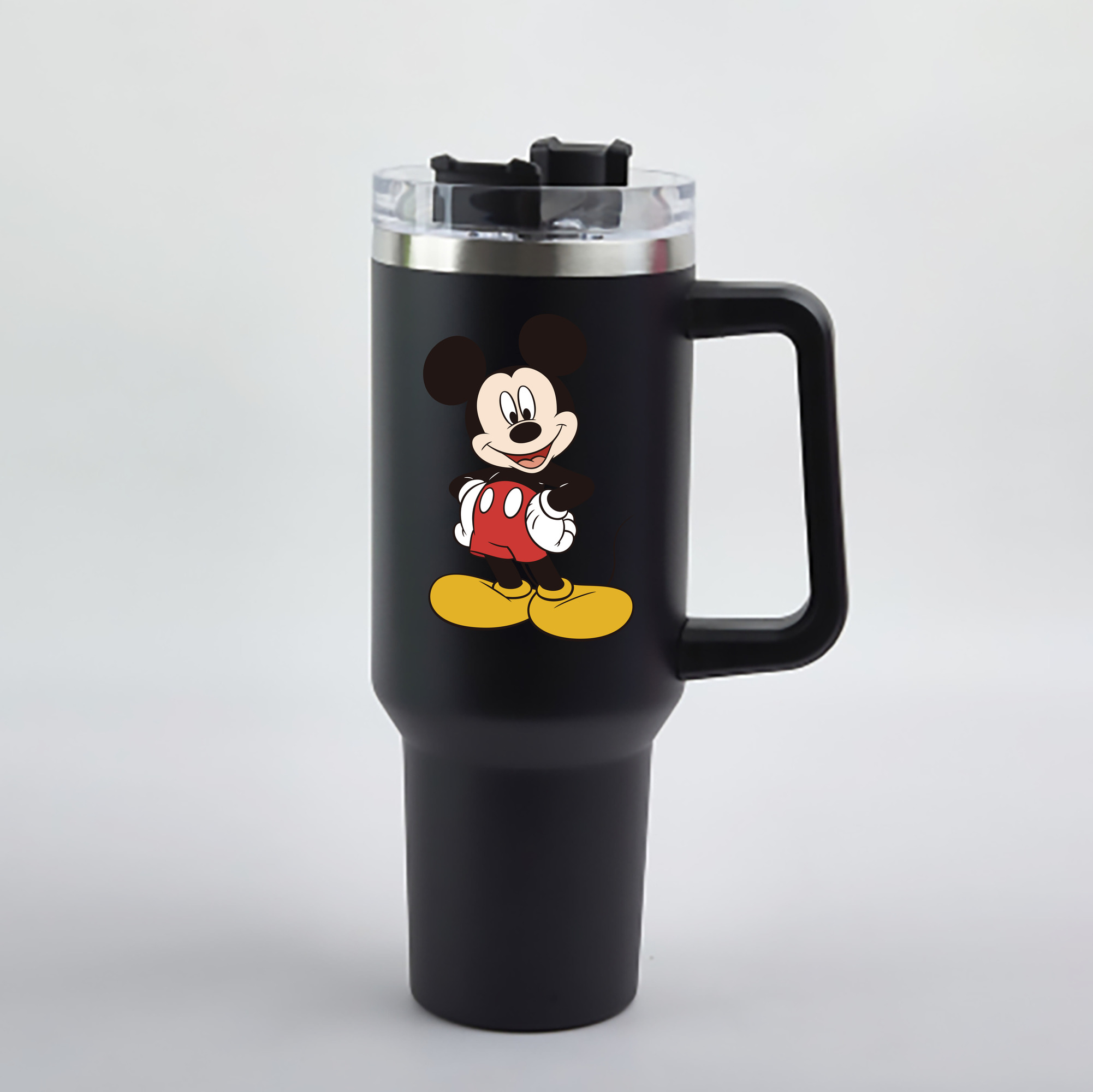 （画像用） ミッキーマウス Mickey Mouse 1200mL車用タンブラー - クリスタルステッカー（プラスチックストロー付き）