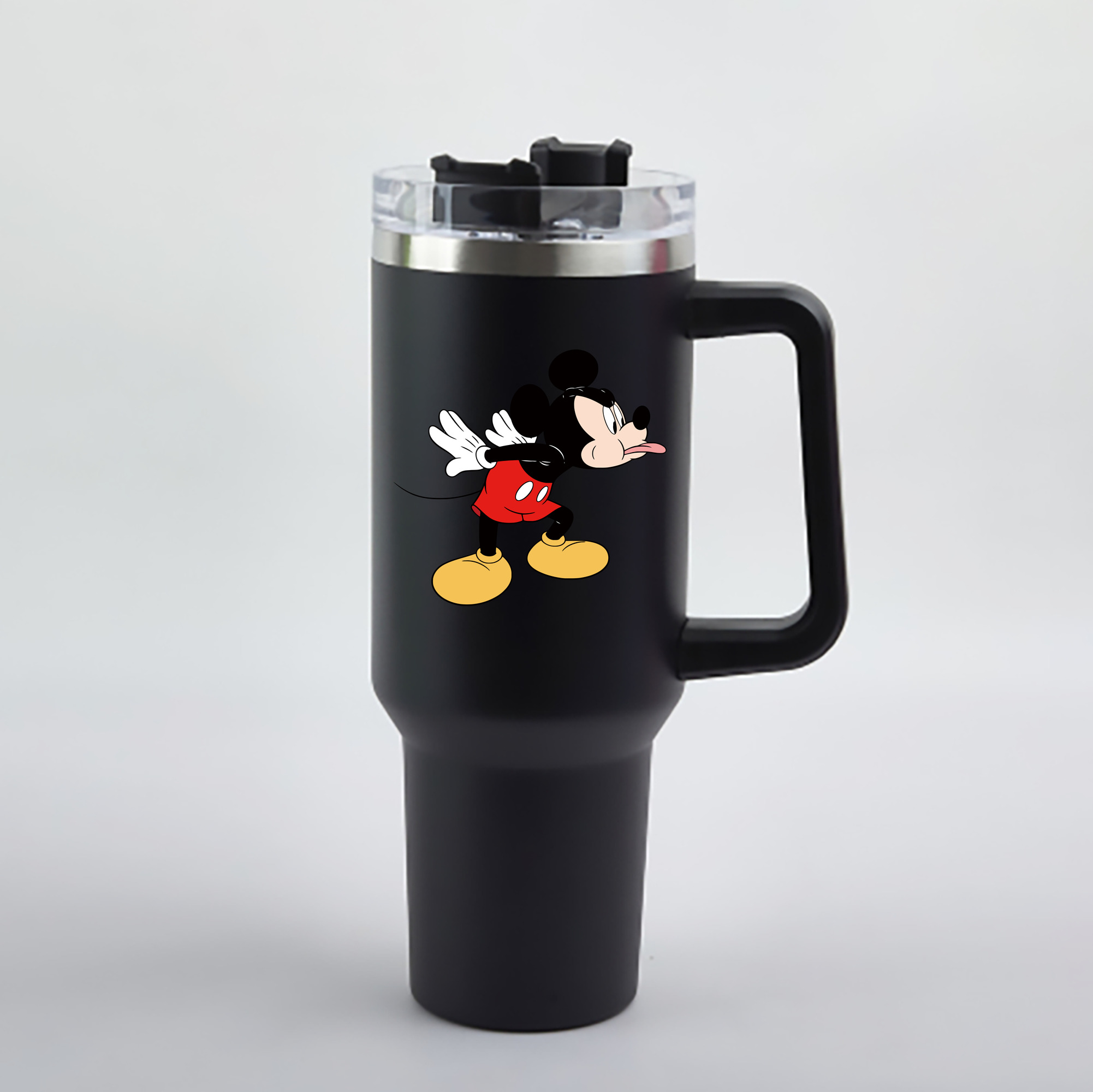 （画像用） ミッキーマウス Mickey Mouse 1200mL車用タンブラー - クリスタルステッカー（プラスチックストロー付き）