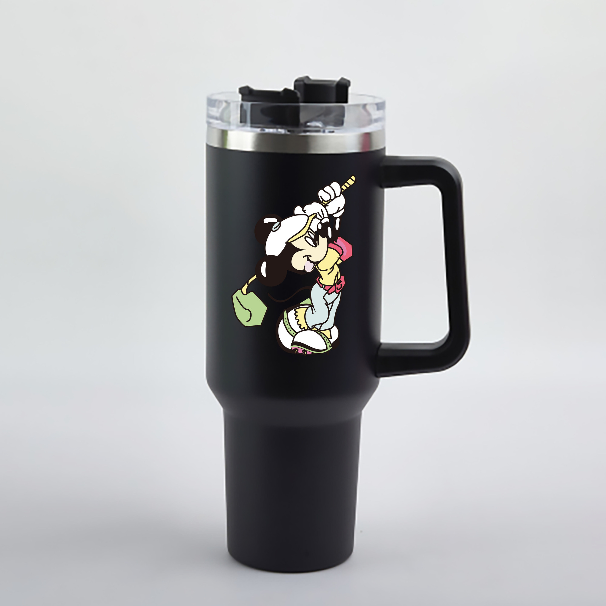 （画像用） ミッキーマウス Mickey Mouse 1200mL車用タンブラー - クリスタルステッカー（プラスチックストロー付き）