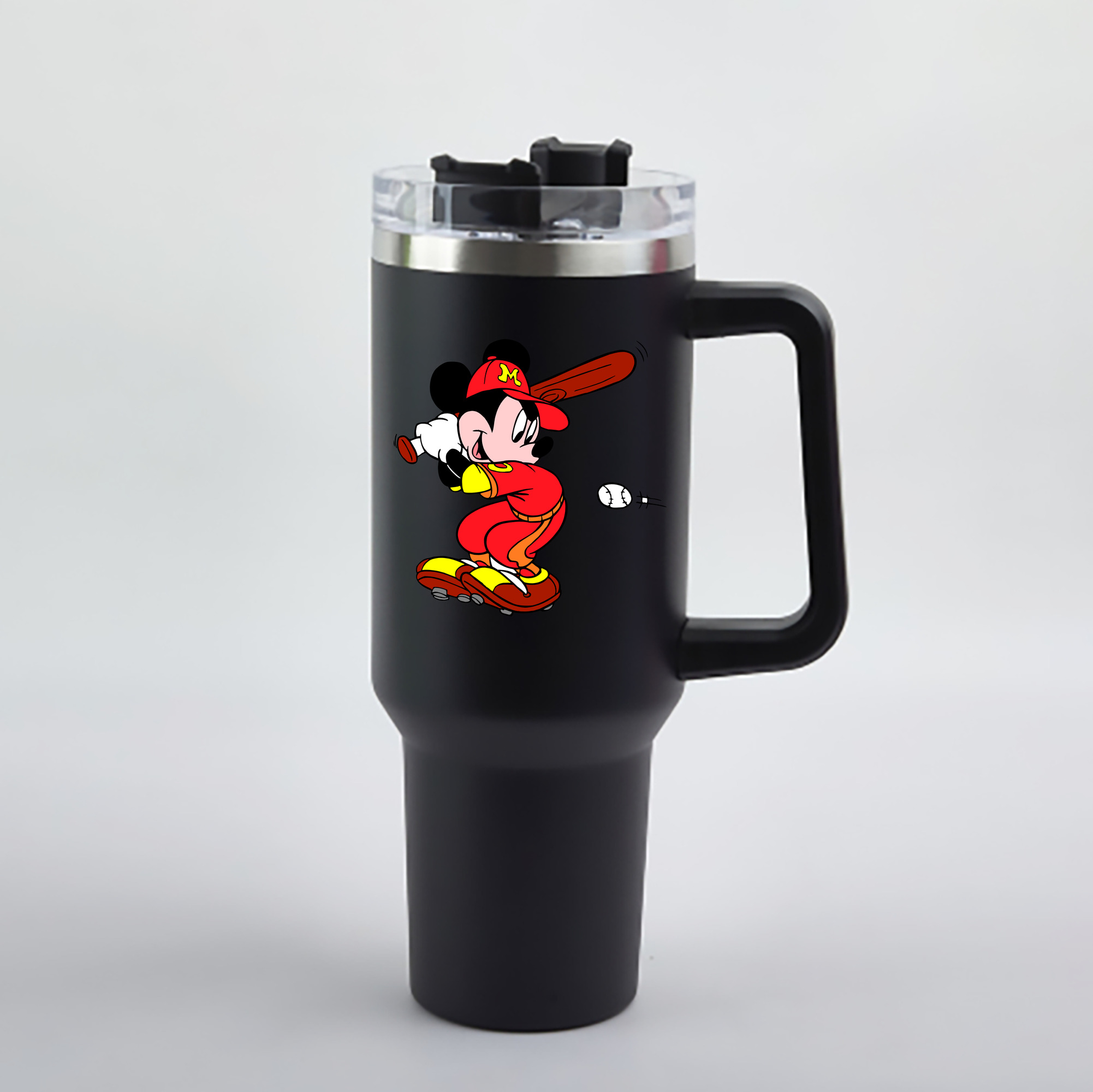 （画像用） ミッキーマウス Mickey Mouse 1200mL車用タンブラー - クリスタルステッカー（プラスチックストロー付き）