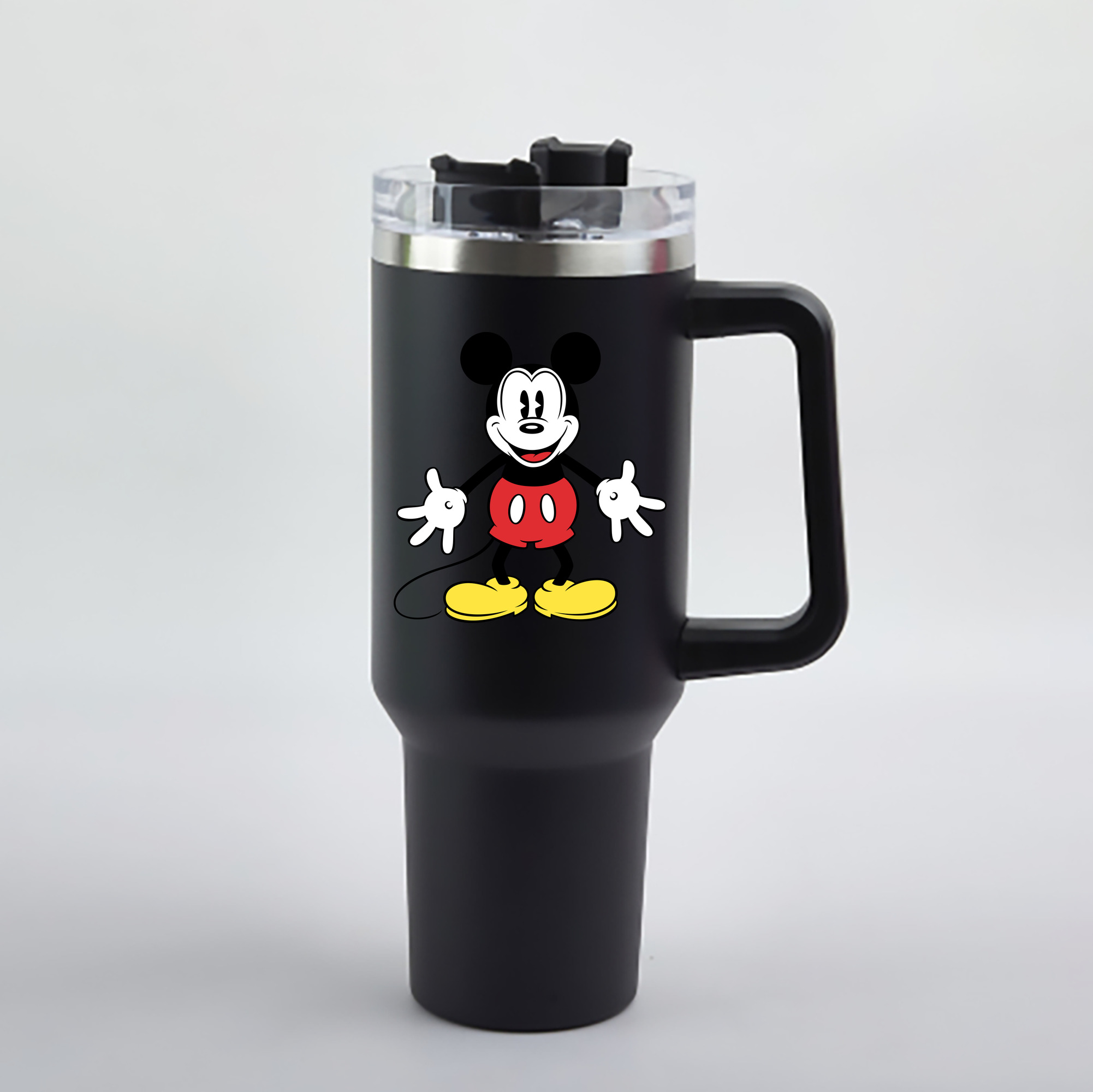（画像用） ミッキーマウス Mickey Mouse 1200mL車用タンブラー - クリスタルステッカー（プラスチックストロー付き）