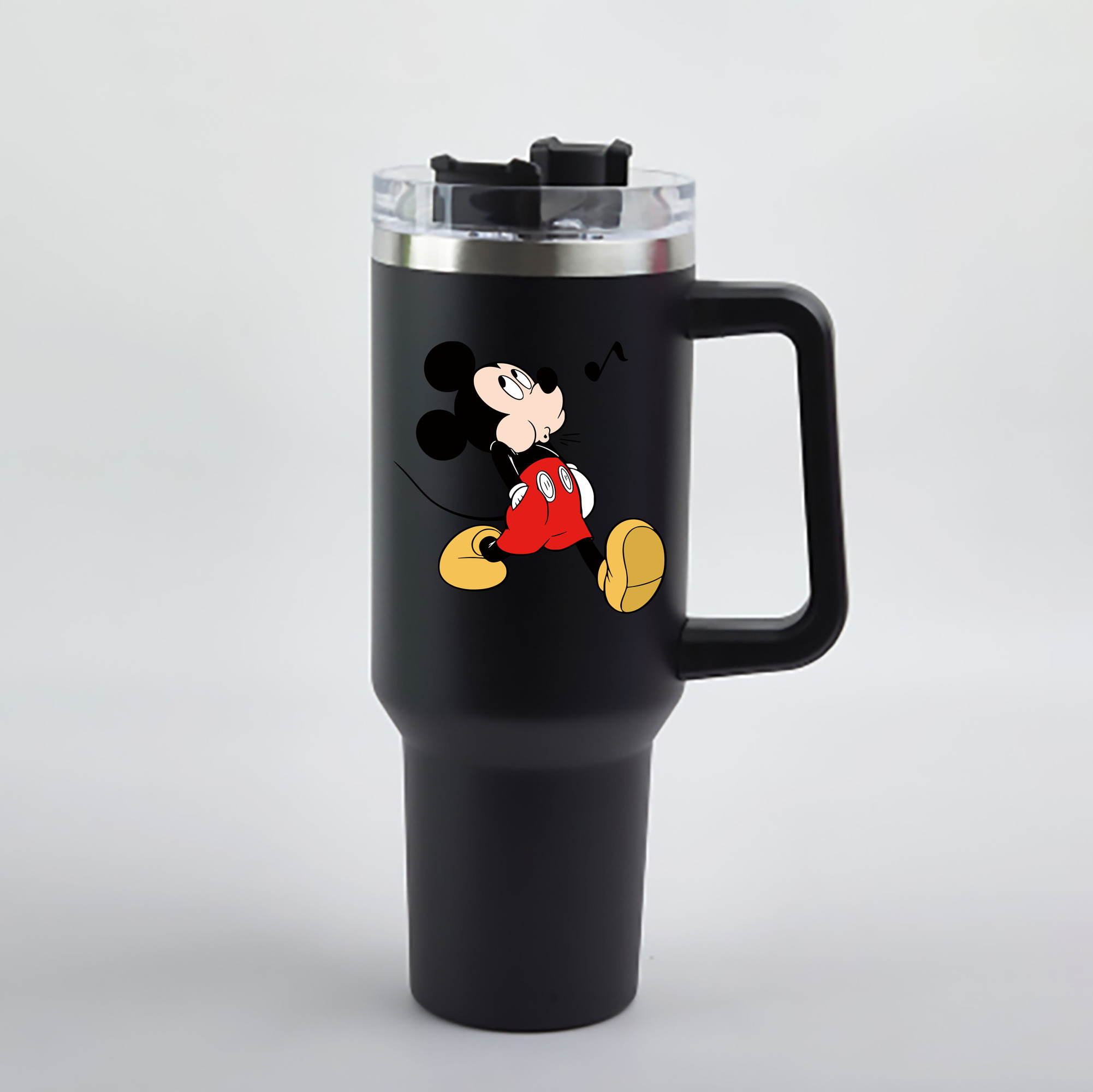 （画像用） ミッキーマウス Mickey Mouse 1200mL車用タンブラー - クリスタルステッカー（プラスチックストロー付き）