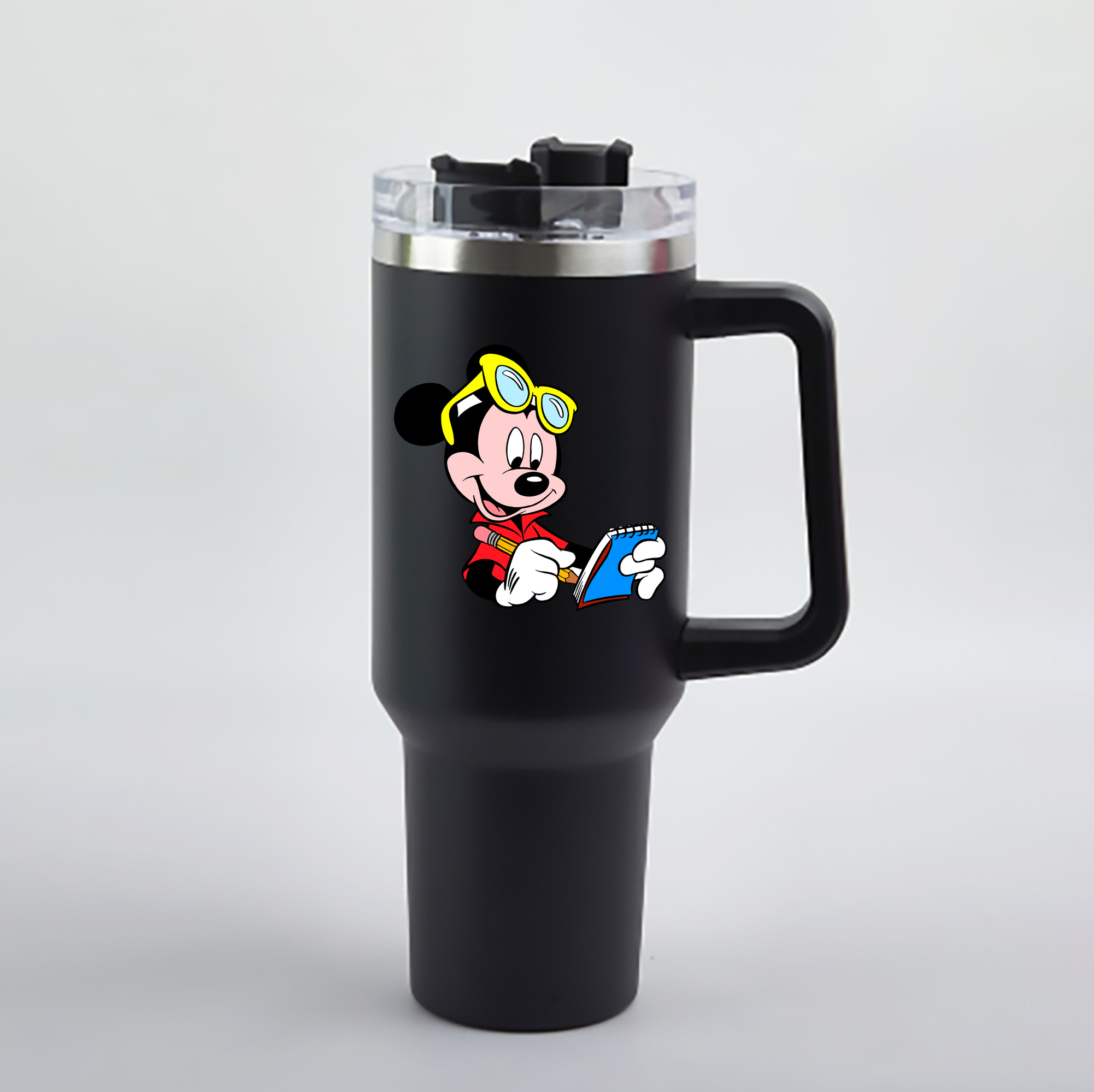 （画像用） ミッキーマウス Mickey Mouse 1200mL車用タンブラー - クリスタルステッカー（プラスチックストロー付き）