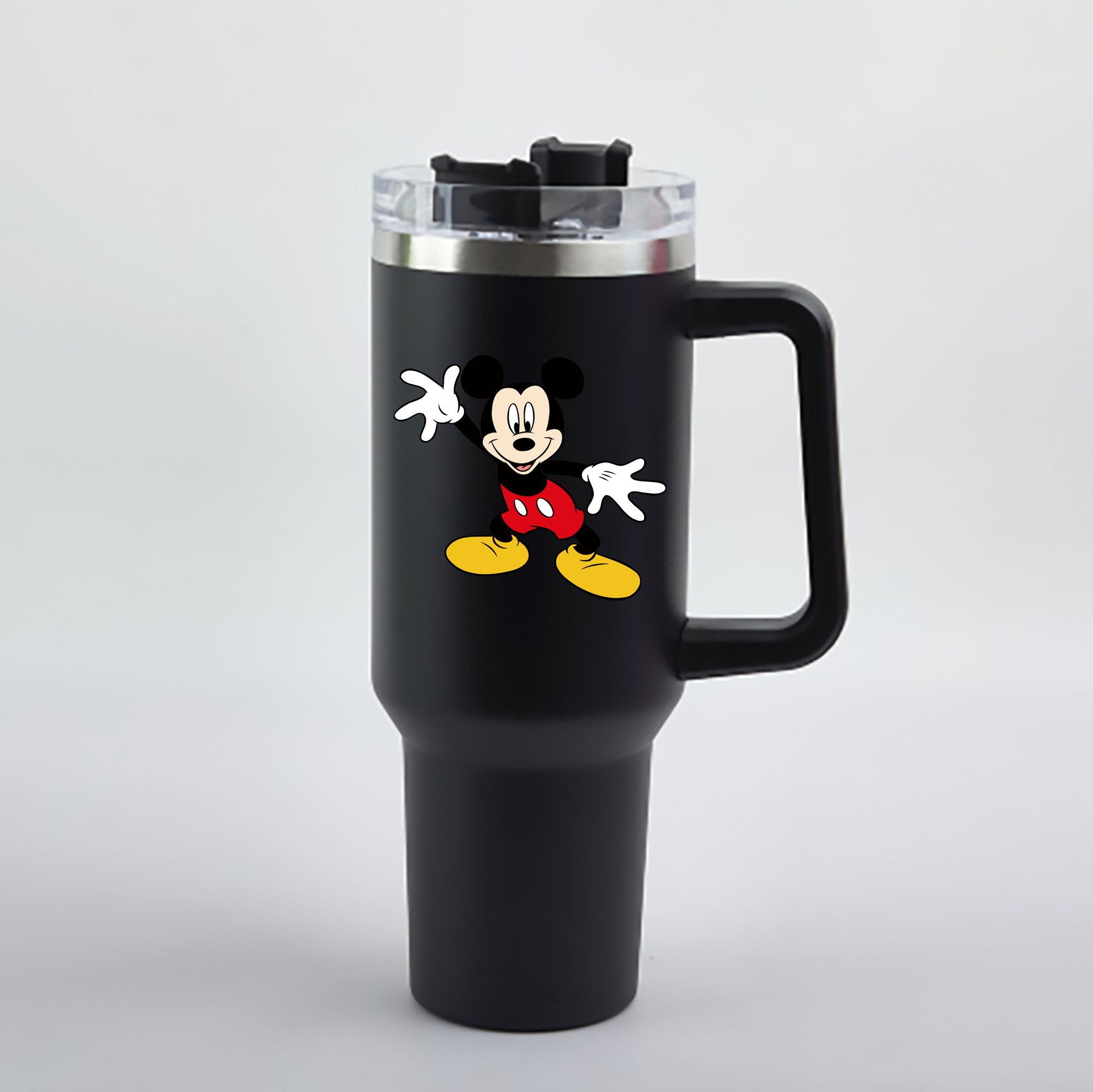 （画像用） ミッキーマウス Mickey Mouse 1200mL車用タンブラー - クリスタルステッカー（プラスチックストロー付き）