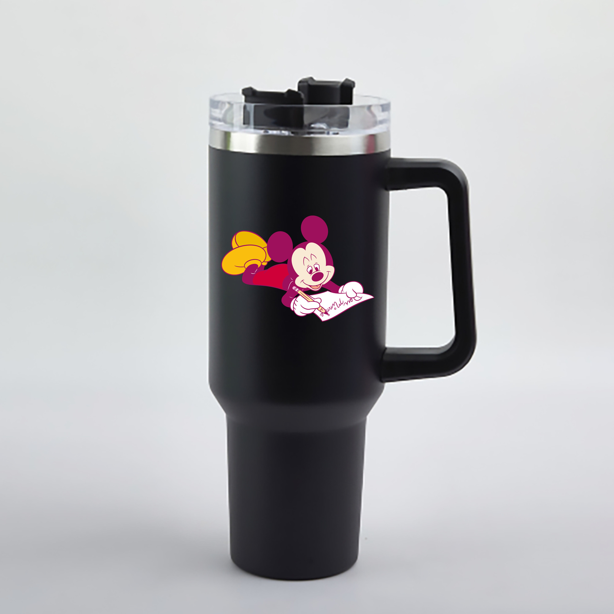 （画像用） ミッキーマウス Mickey Mouse 1200mL車用タンブラー - クリスタルステッカー（プラスチックストロー付き）