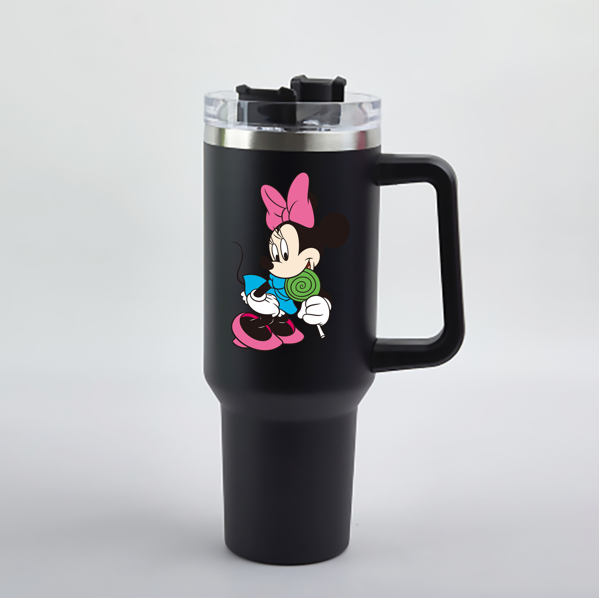 （画像用） ミッキーマウス Mickey Mouse 1200mL車用タンブラー - クリスタルステッカー（プラスチックストロー付き）