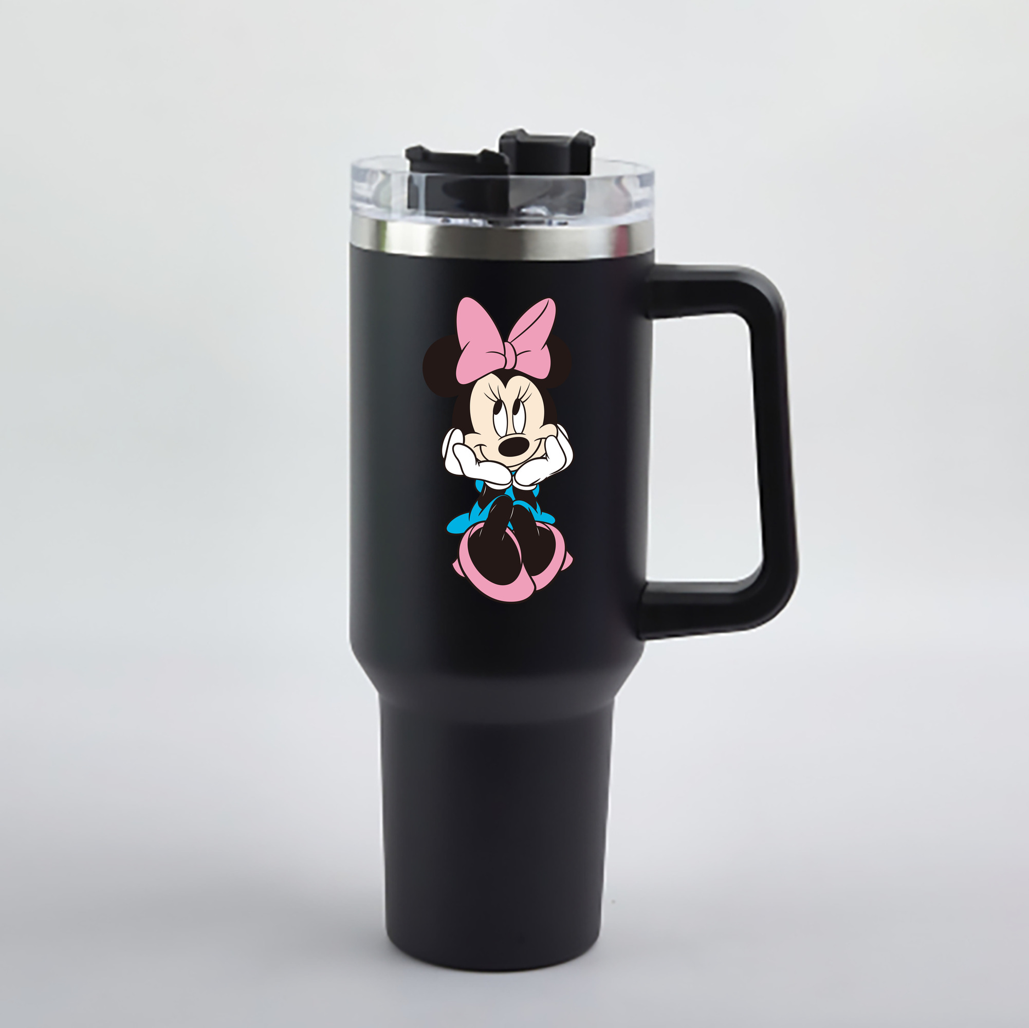 （画像用） ミッキーマウス Mickey Mouse 1200mL車用タンブラー - クリスタルステッカー（プラスチックストロー付き）