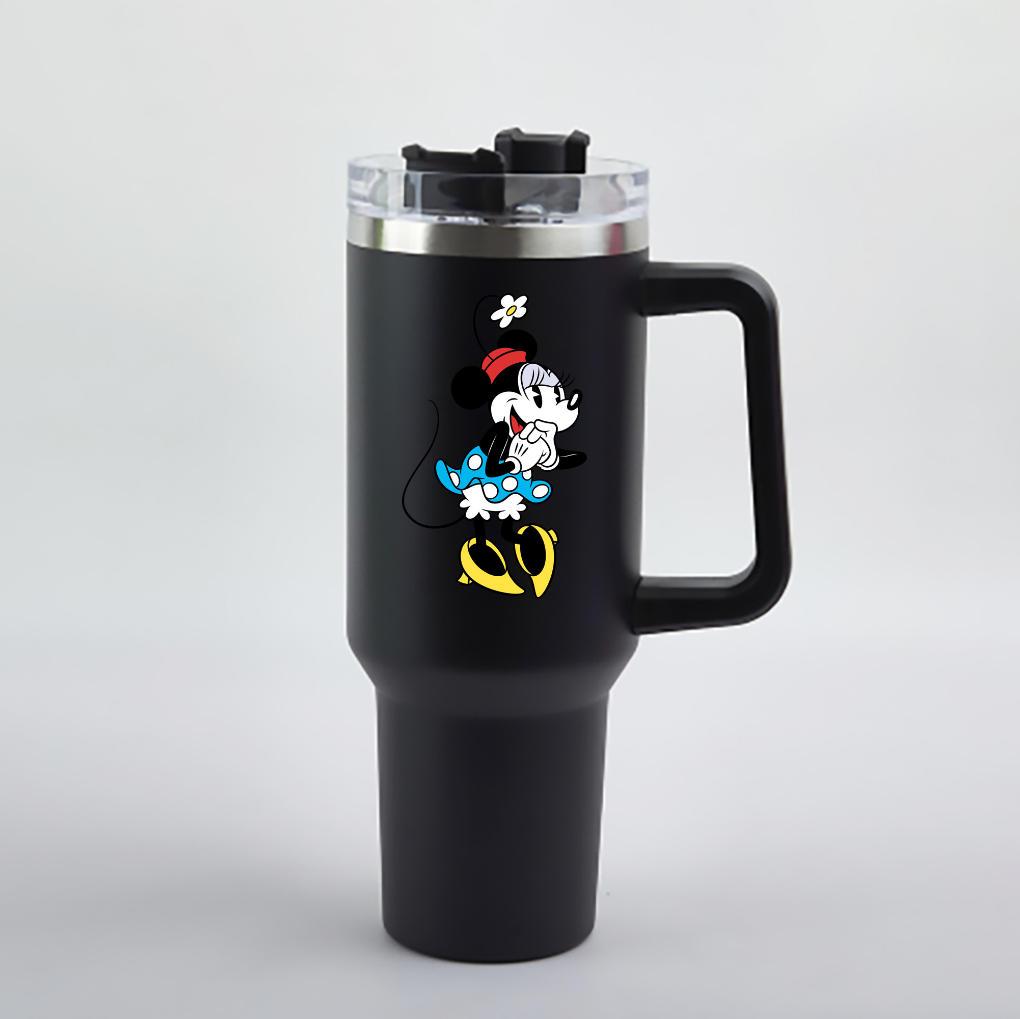 （画像用） ミッキーマウス Mickey Mouse 1200mL車用タンブラー - クリスタルステッカー（プラスチックストロー付き）