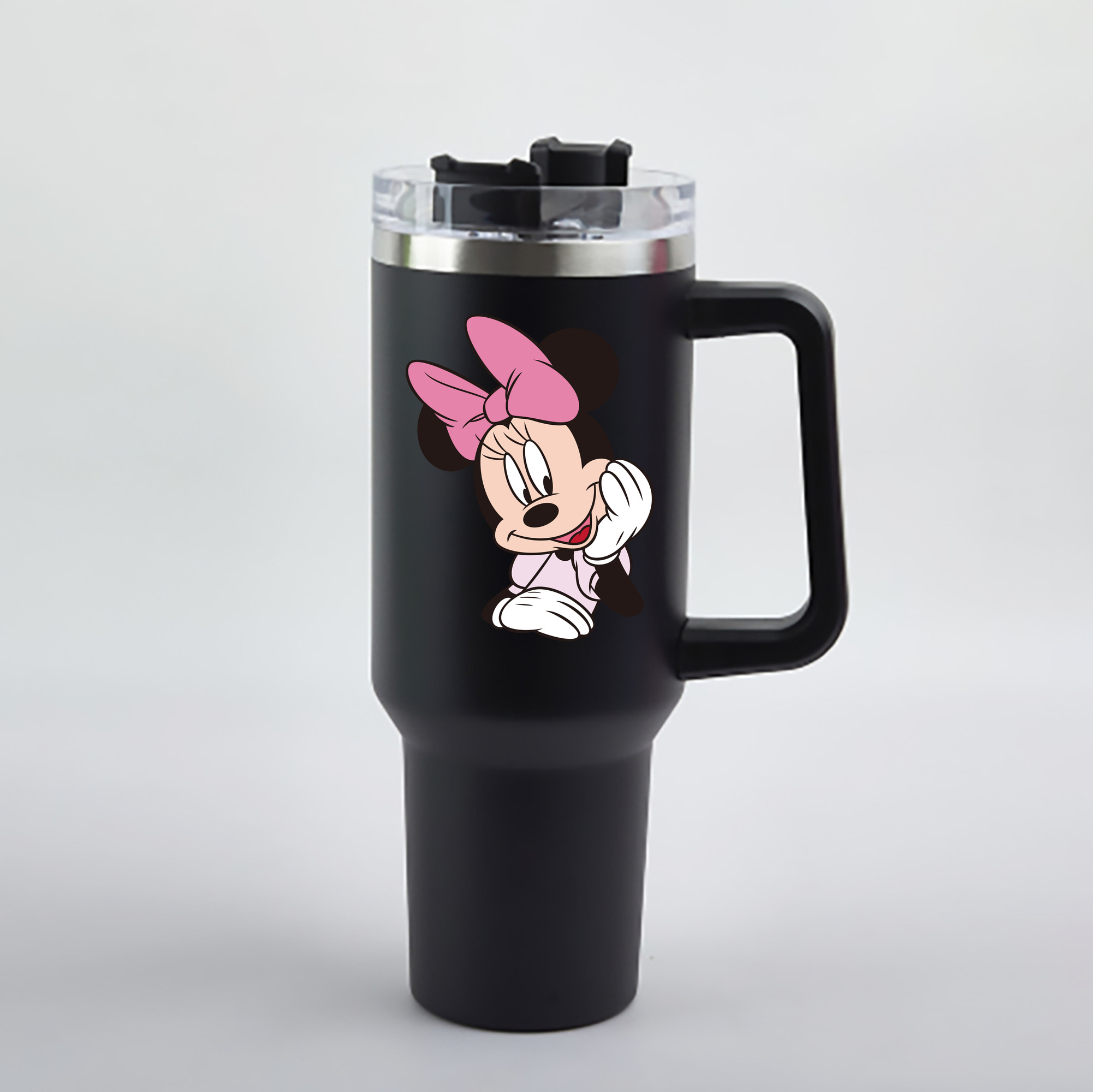 （画像用） ミッキーマウス Mickey Mouse 1200mL車用タンブラー - クリスタルステッカー（プラスチックストロー付き）