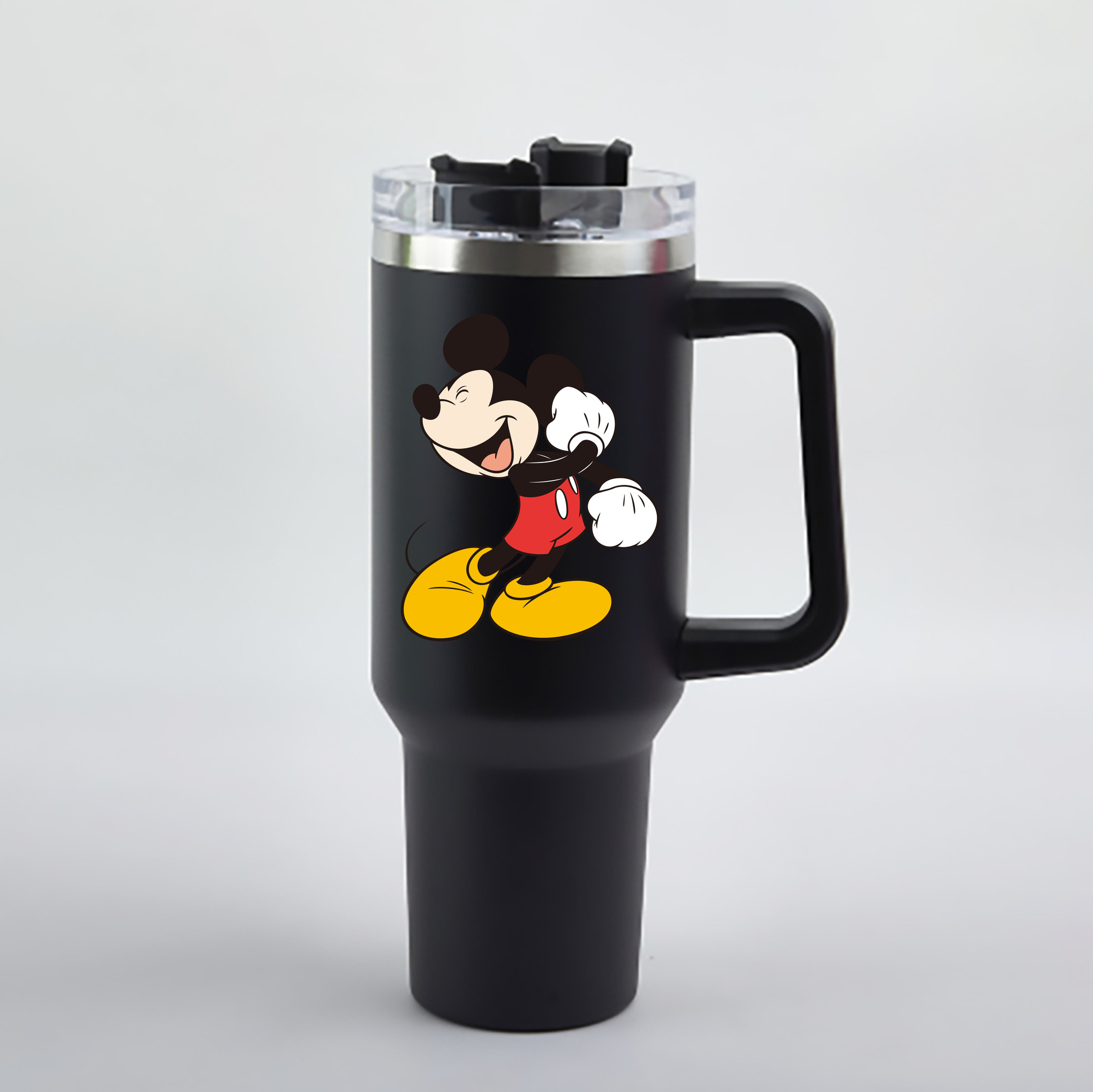 （画像用） ミッキーマウス Mickey Mouse 1200mL車用タンブラー - クリスタルステッカー（プラスチックストロー付き）