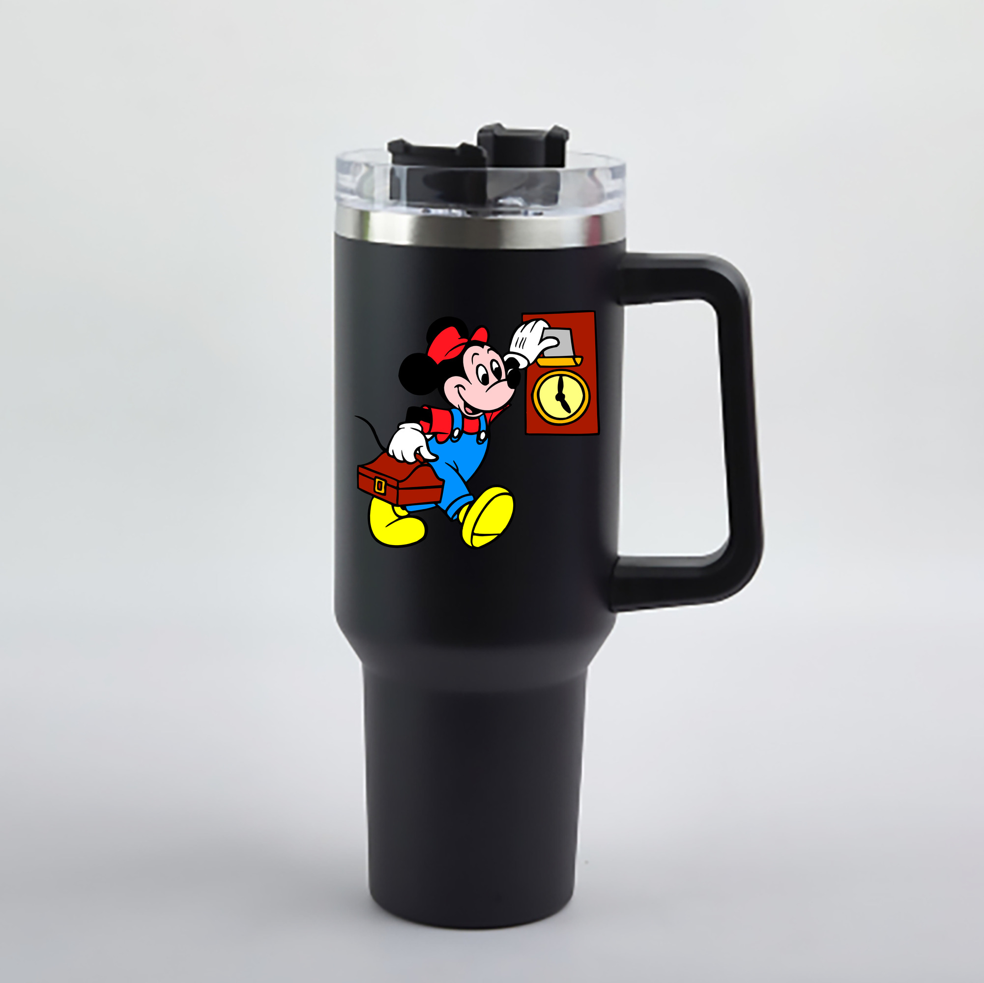 （画像用） ミッキーマウス Mickey Mouse 1200mL車用タンブラー - クリスタルステッカー（プラスチックストロー付き）