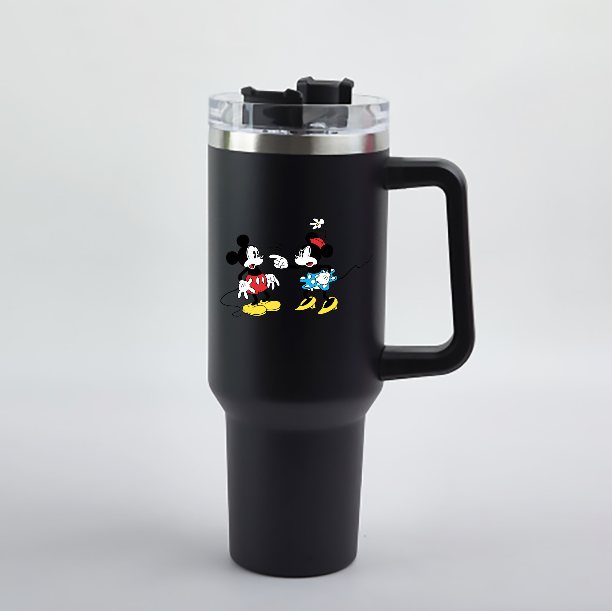 （画像用） ミッキーマウス Mickey Mouse 1200mL車用タンブラー - クリスタルステッカー（プラスチックストロー付き）