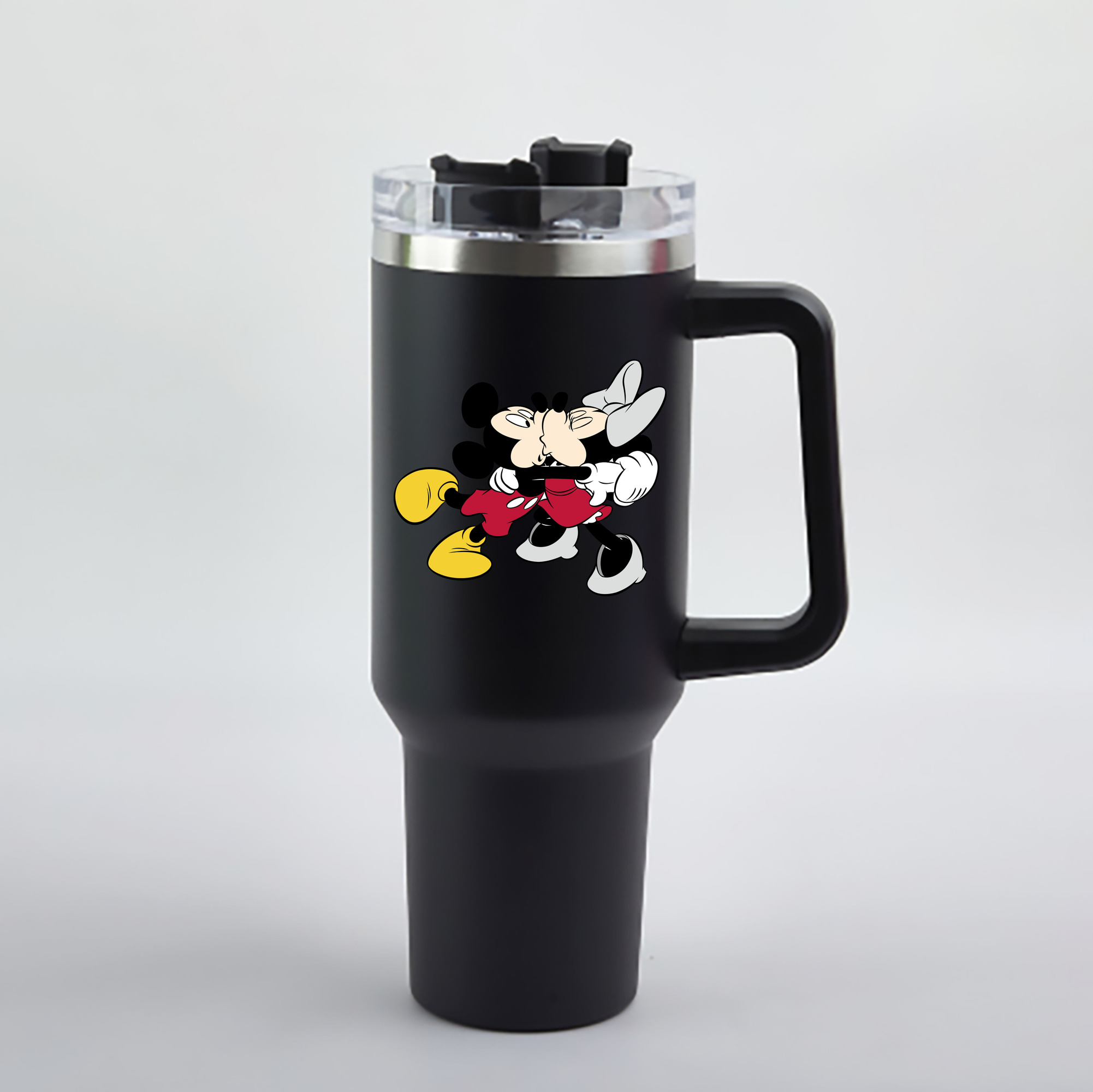 （画像用） ミッキーマウス Mickey Mouse 1200mL車用タンブラー - クリスタルステッカー（プラスチックストロー付き）
