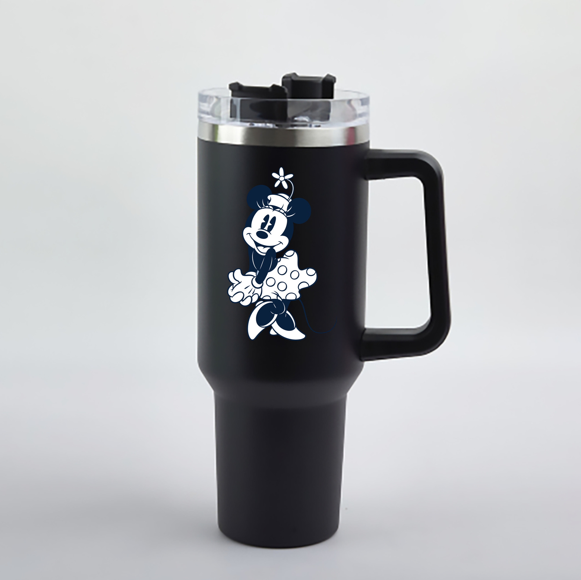 （画像用） ミッキーマウス Mickey Mouse 1200mL車用タンブラー - クリスタルステッカー（プラスチックストロー付き）