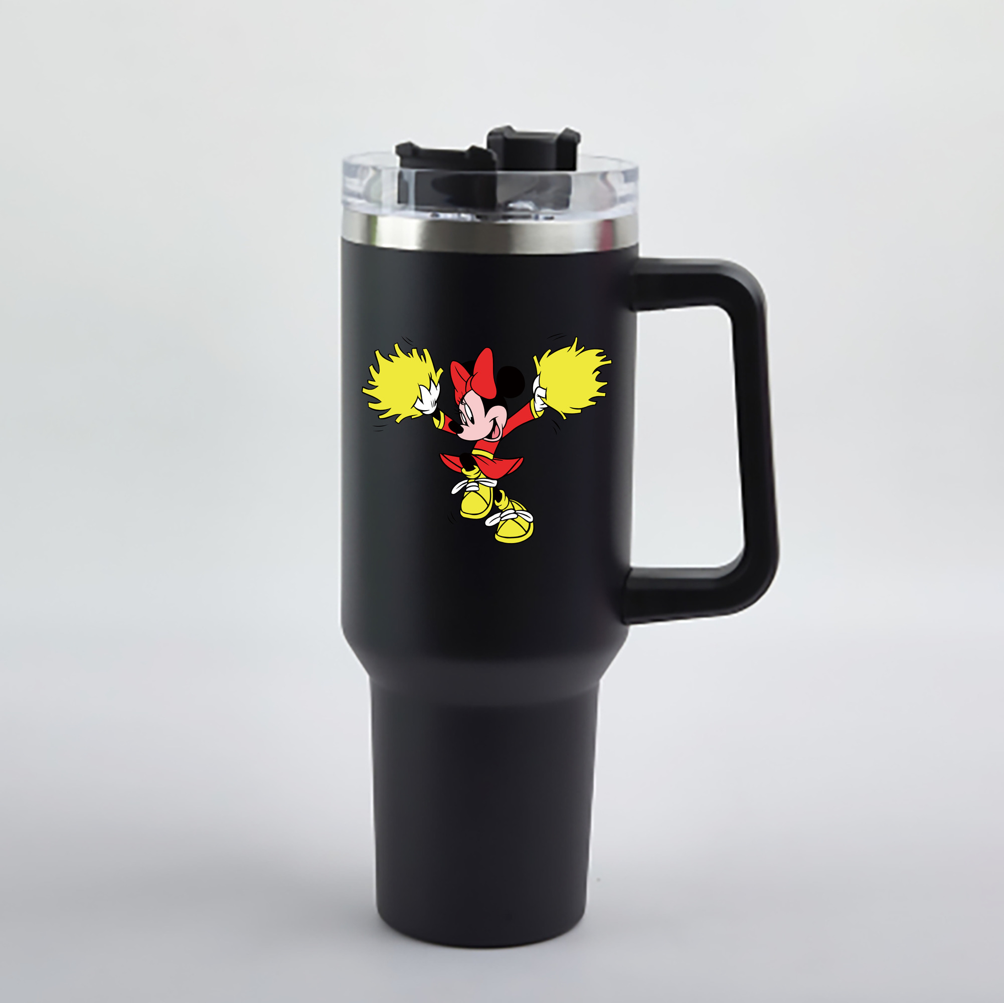 （画像用） ミッキーマウス Mickey Mouse 1200mL車用タンブラー - クリスタルステッカー（プラスチックストロー付き）