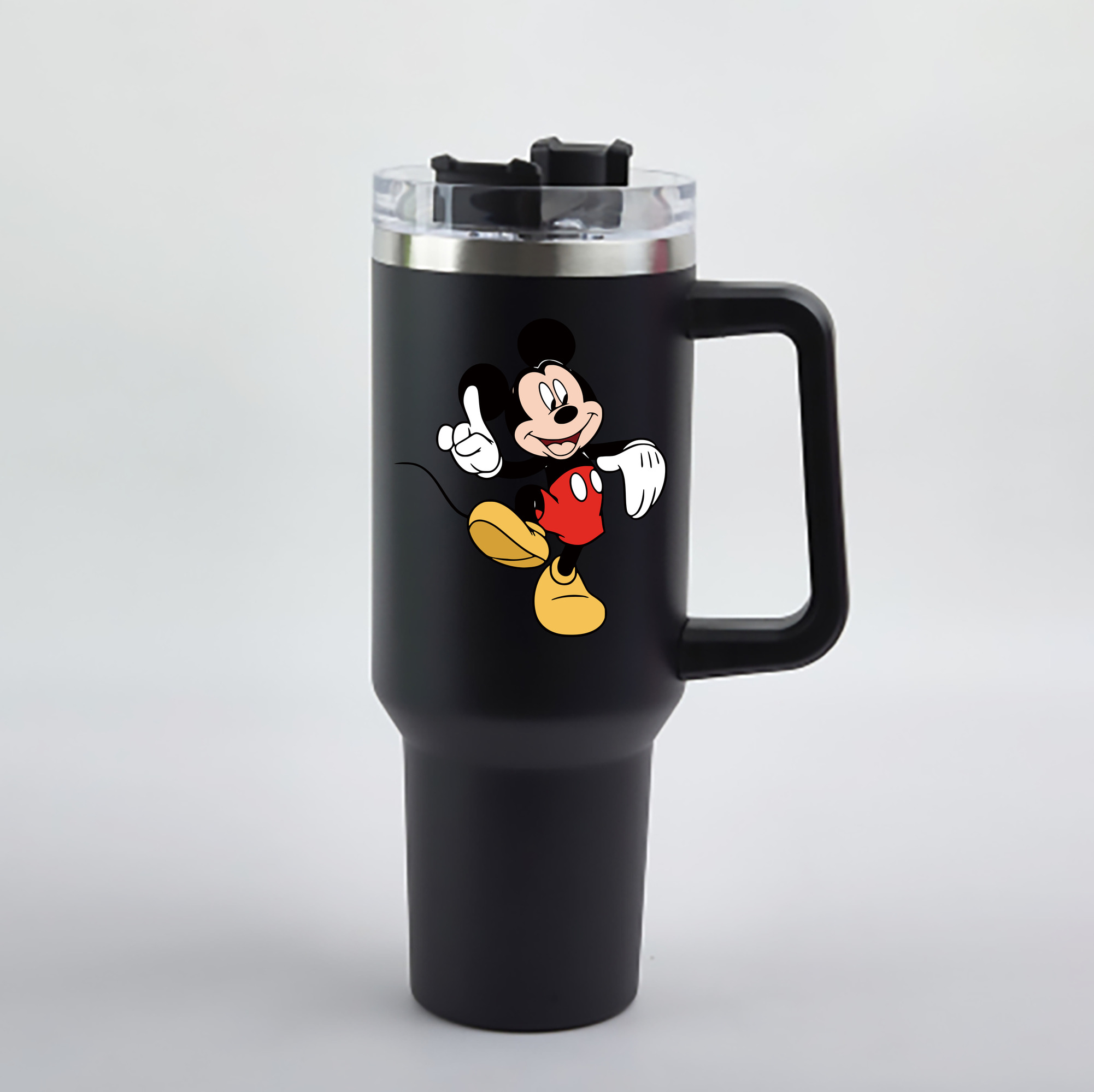 （画像用） ミッキーマウス Mickey Mouse 1200mL車用タンブラー - クリスタルステッカー（プラスチックストロー付き）