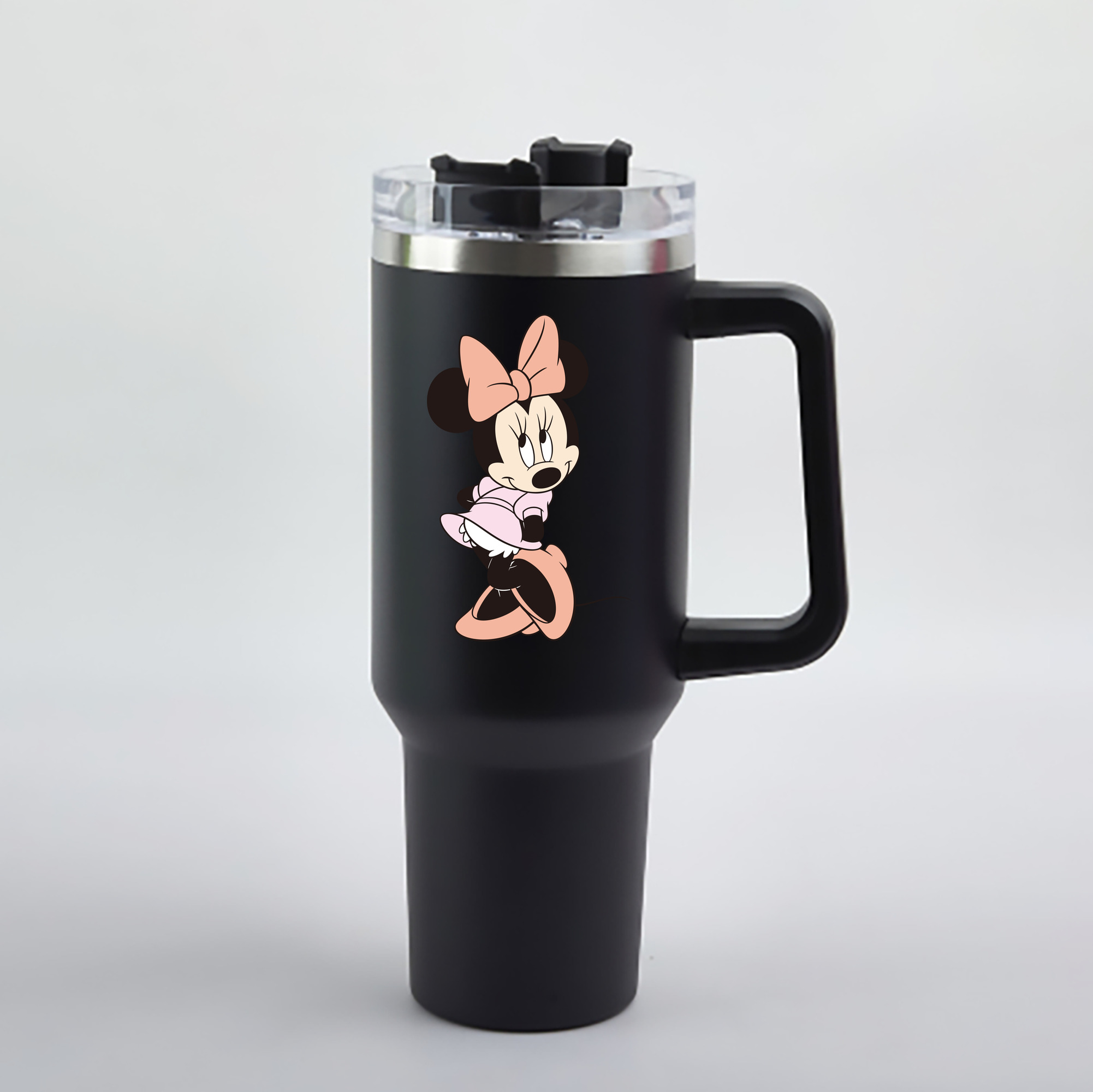 （画像用） ミッキーマウス Mickey Mouse 1200mL車用タンブラー - クリスタルステッカー（プラスチックストロー付き）