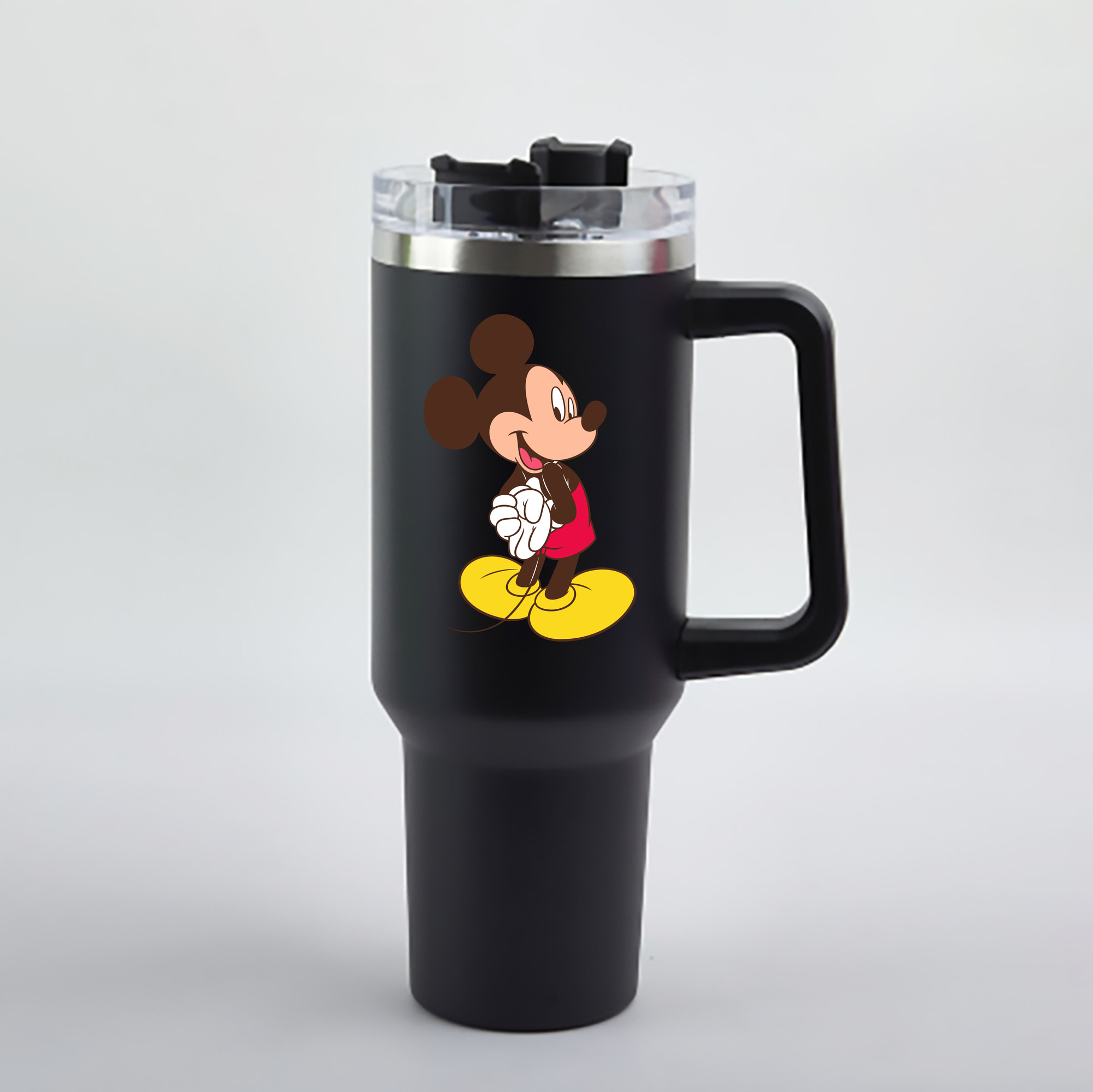 （画像用） ミッキーマウス Mickey Mouse 1200mL車用タンブラー - クリスタルステッカー（プラスチックストロー付き）