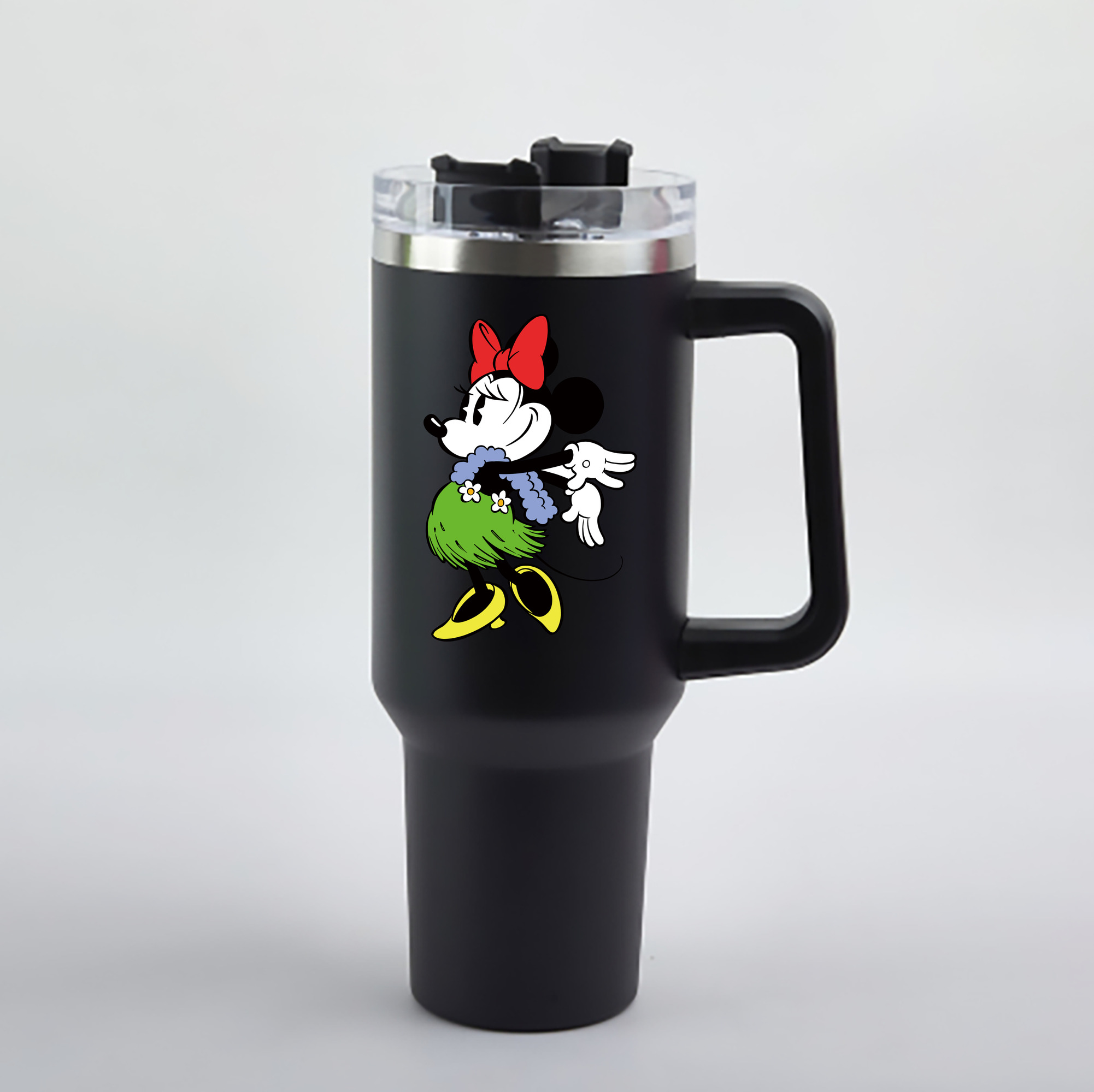 （画像用） ミッキーマウス Mickey Mouse 1200mL車用タンブラー - クリスタルステッカー（プラスチックストロー付き）