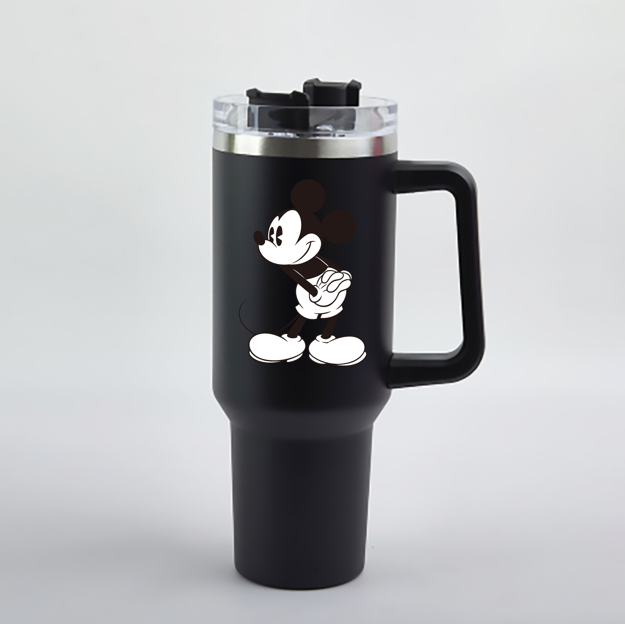 （画像用） ミッキーマウス Mickey Mouse 1200mL車用タンブラー - クリスタルステッカー（プラスチックストロー付き）