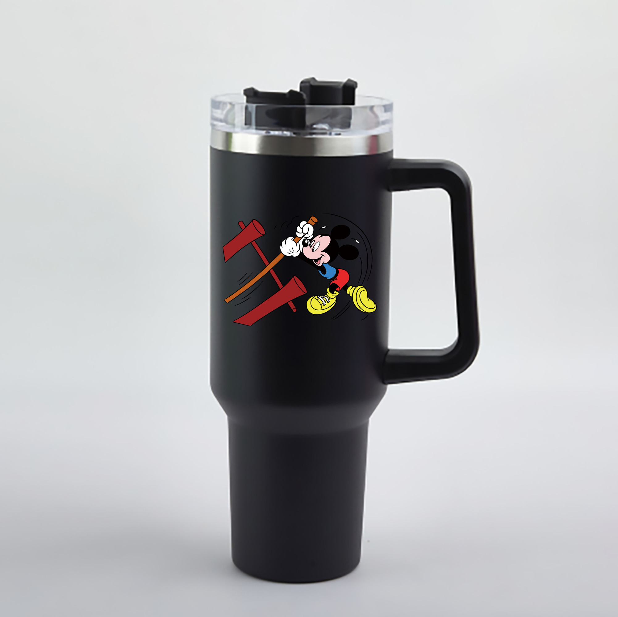 （画像用） ミッキーマウス Mickey Mouse 1200mL車用タンブラー - クリスタルステッカー（プラスチックストロー付き）
