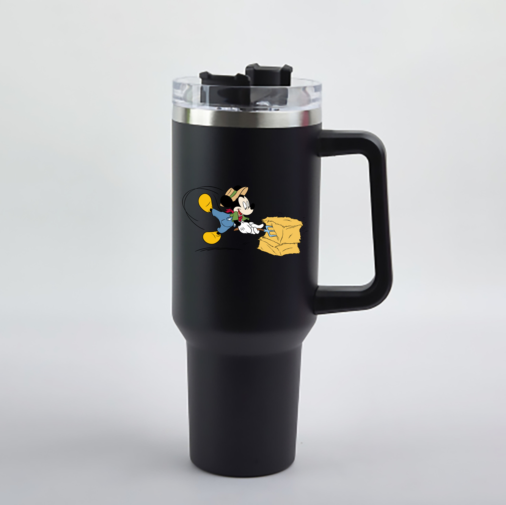 （画像用） ミッキーマウス Mickey Mouse 1200mL車用タンブラー - クリスタルステッカー（プラスチックストロー付き）