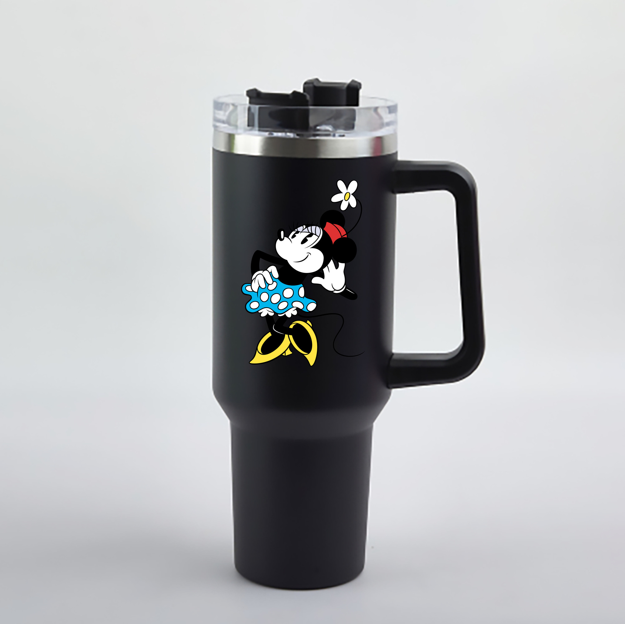 （画像用） ミッキーマウス Mickey Mouse 1200mL車用タンブラー - クリスタルステッカー（プラスチックストロー付き）