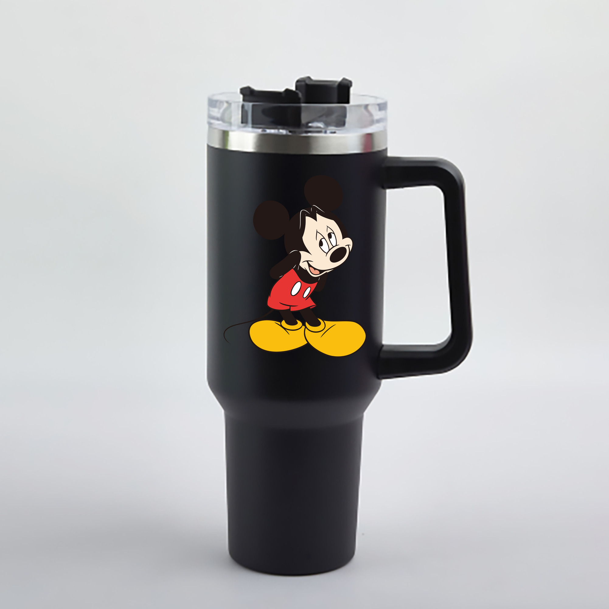 （画像用） ミッキーマウス Mickey Mouse 1200mL車用タンブラー - クリスタルステッカー（プラスチックストロー付き）