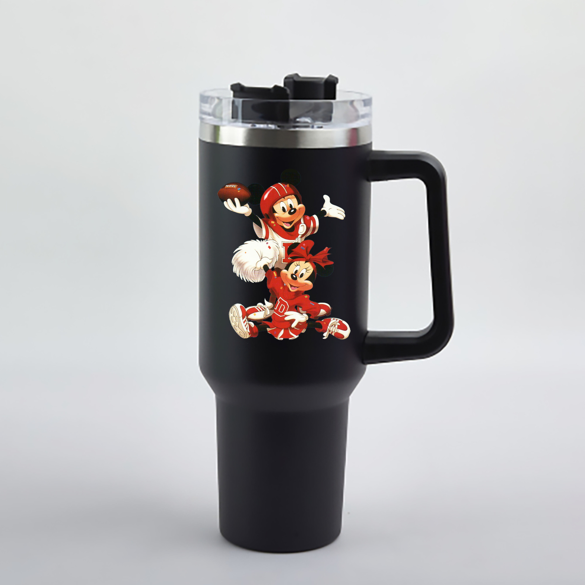 （画像用） ミッキーマウス Mickey Mouse 1200mL車用タンブラー - クリスタルステッカー（プラスチックストロー付き）