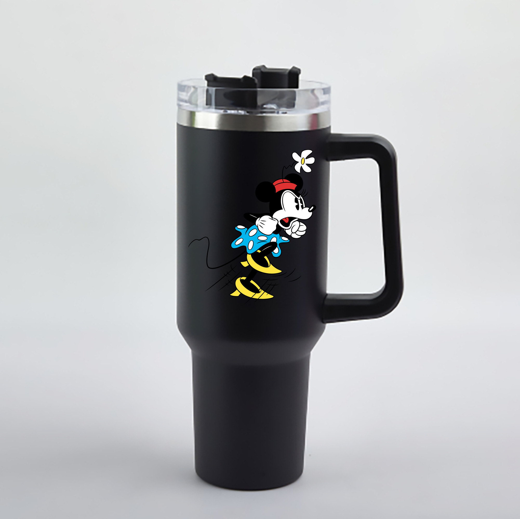 （画像用） ミッキーマウス Mickey Mouse 1200mL車用タンブラー - クリスタルステッカー（プラスチックストロー付き）