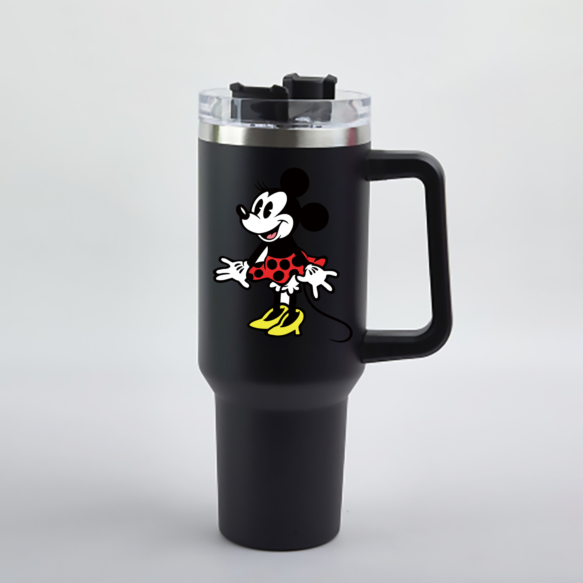 （画像用） ミッキーマウス Mickey Mouse 1200mL車用タンブラー - クリスタルステッカー（プラスチックストロー付き）